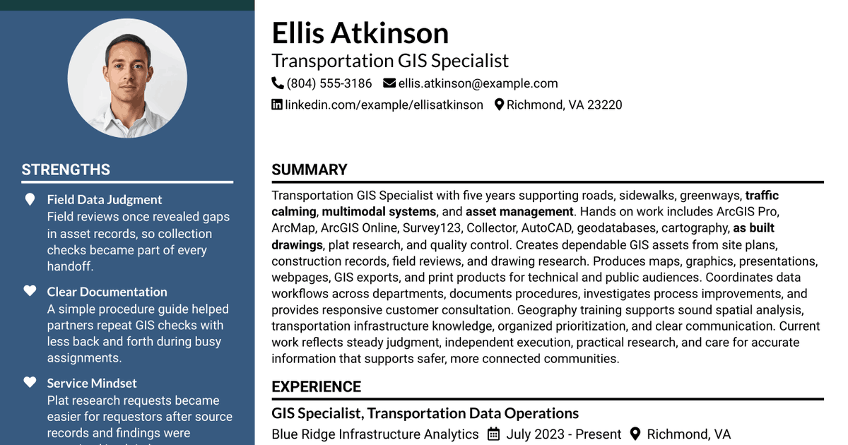 7 Transportation GIS Specialist Resume Templates with Example