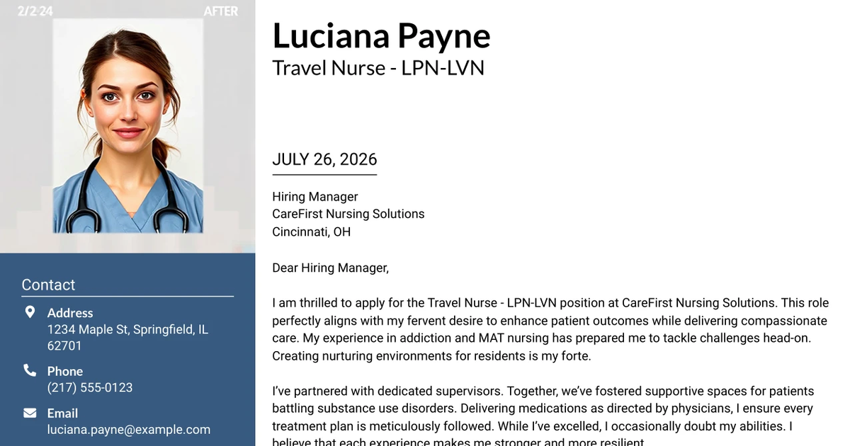 30+ Travel Nurse - LPN-LVN Cover Letter Templates with Example 2026