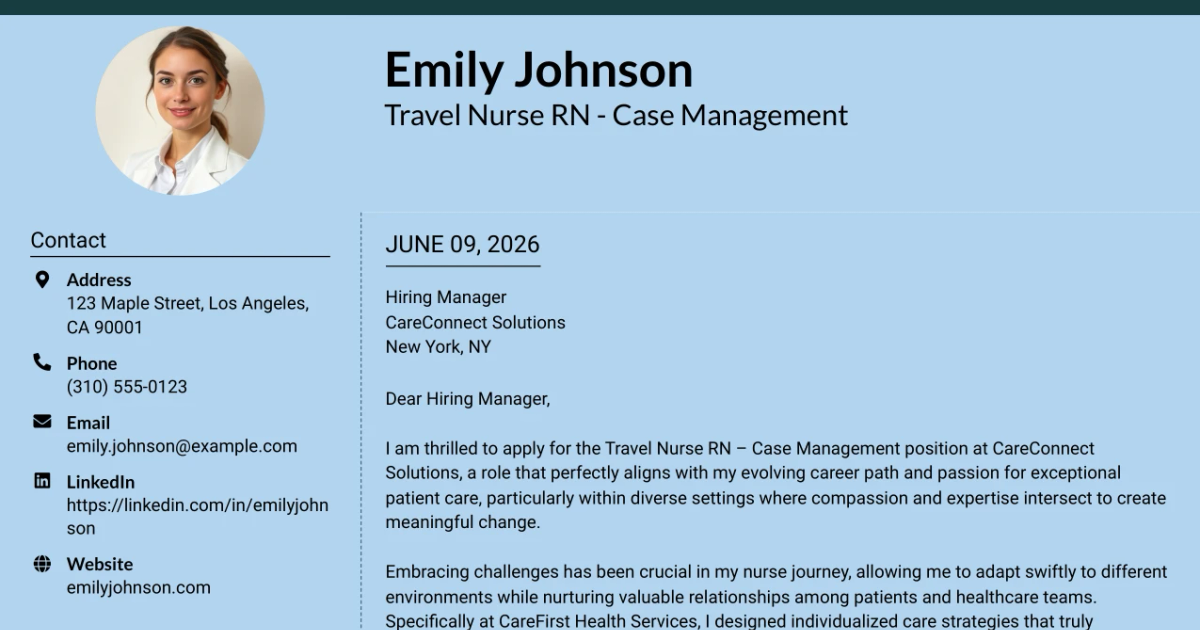 30+ Travel Nurse RN - Case Management Cover Letter Templates with Example 2026