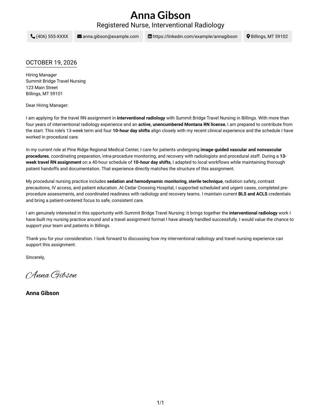 Cover letter example — page 1