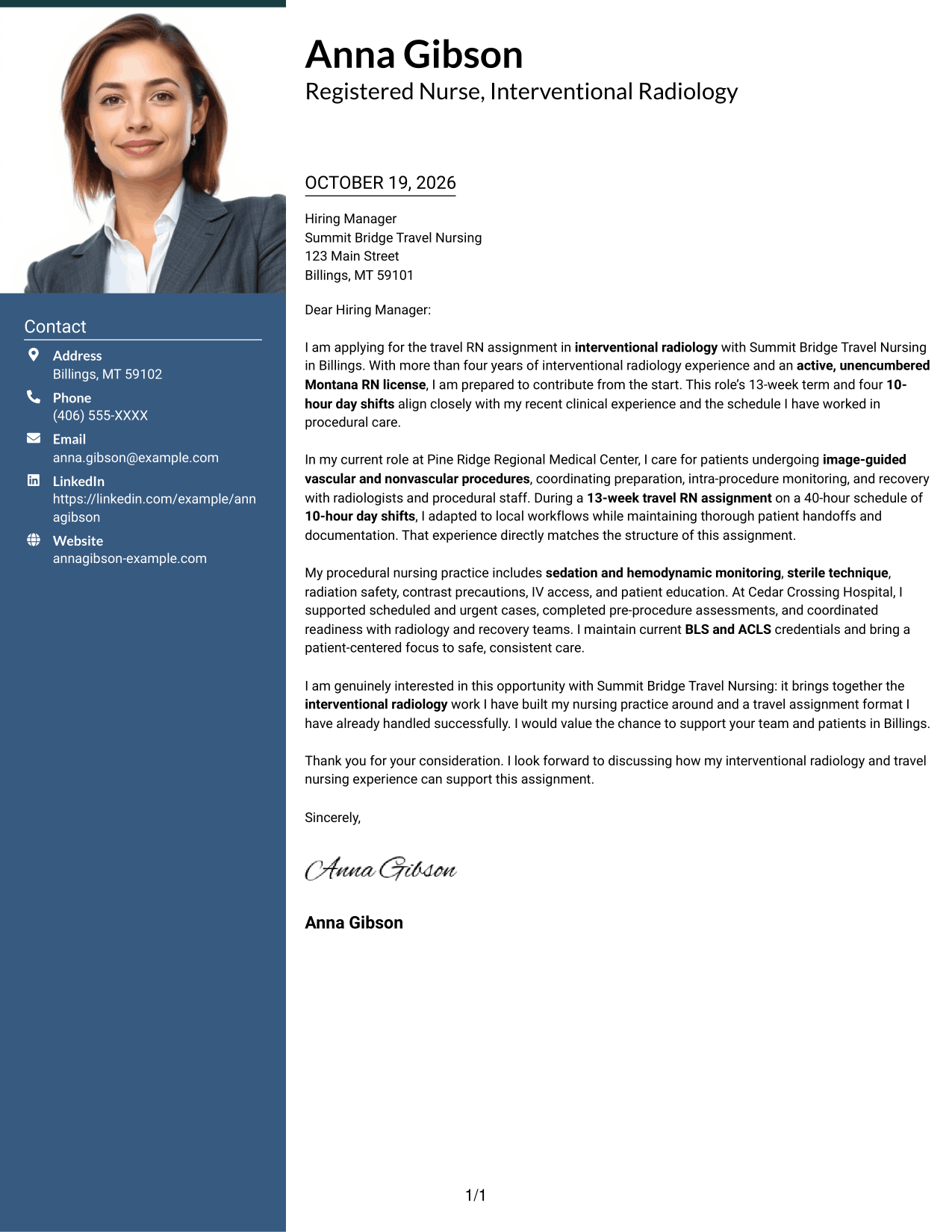Cover letter example — page 1