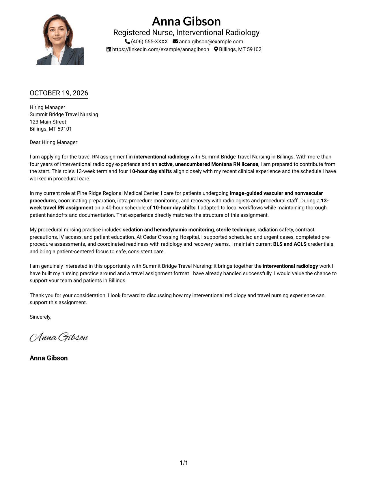 Cover letter example — page 1