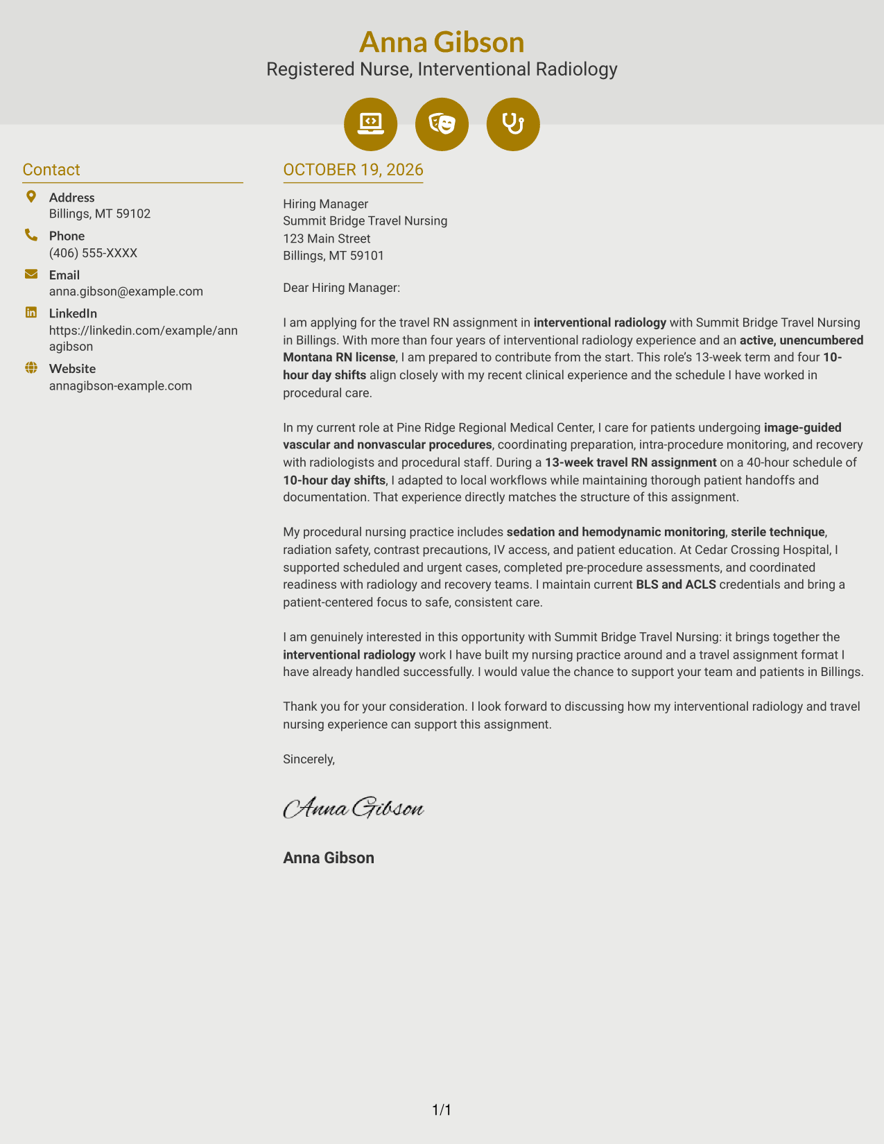 Cover letter example — page 1
