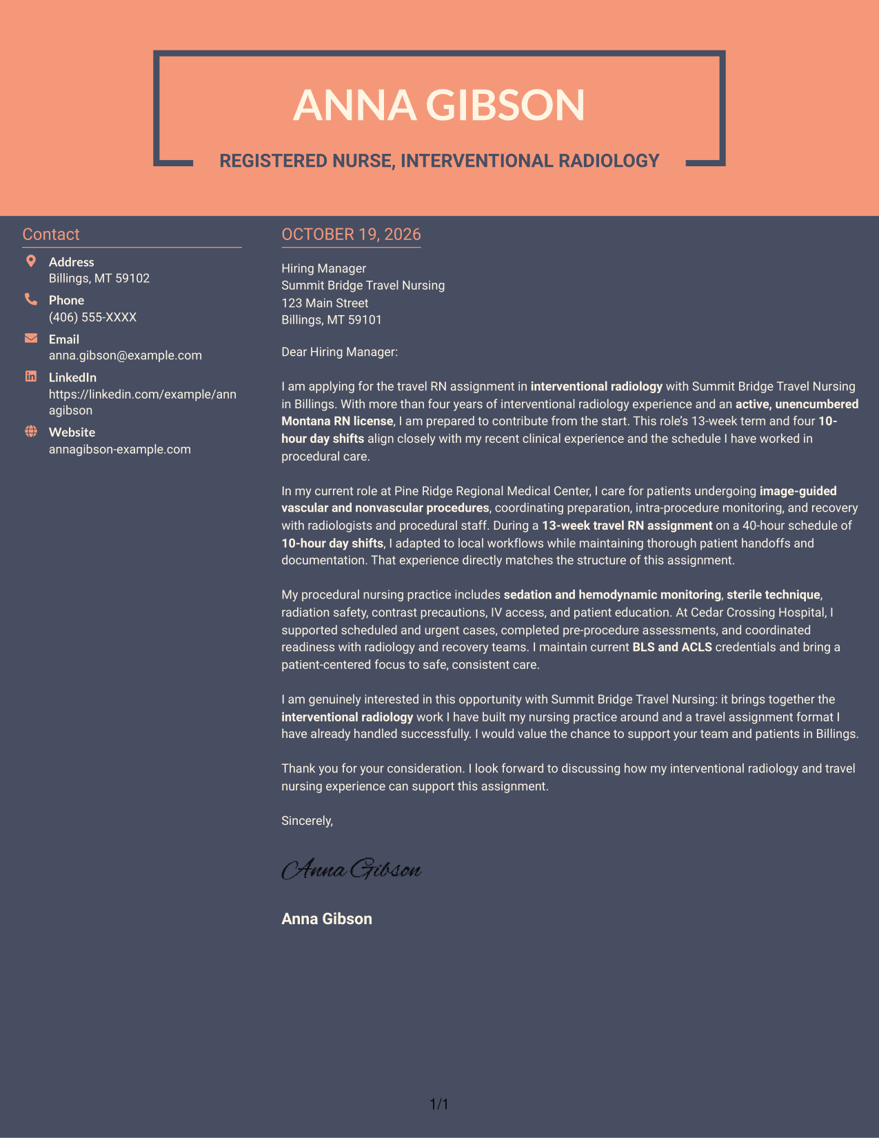 Cover letter example — page 1