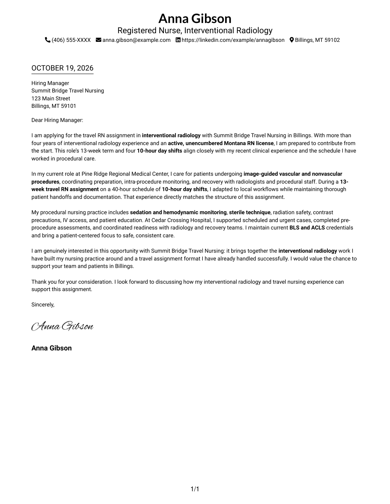 Cover letter example — page 1