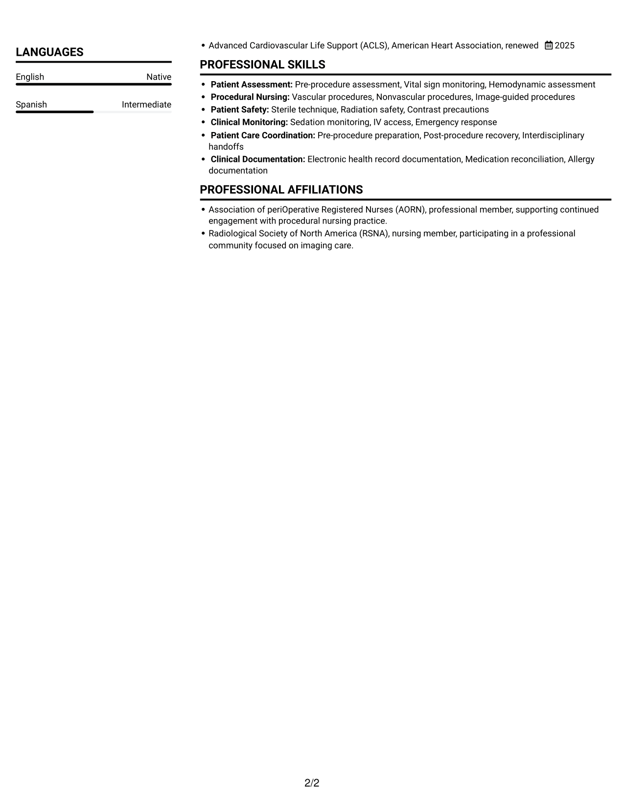 Resume example — page 2