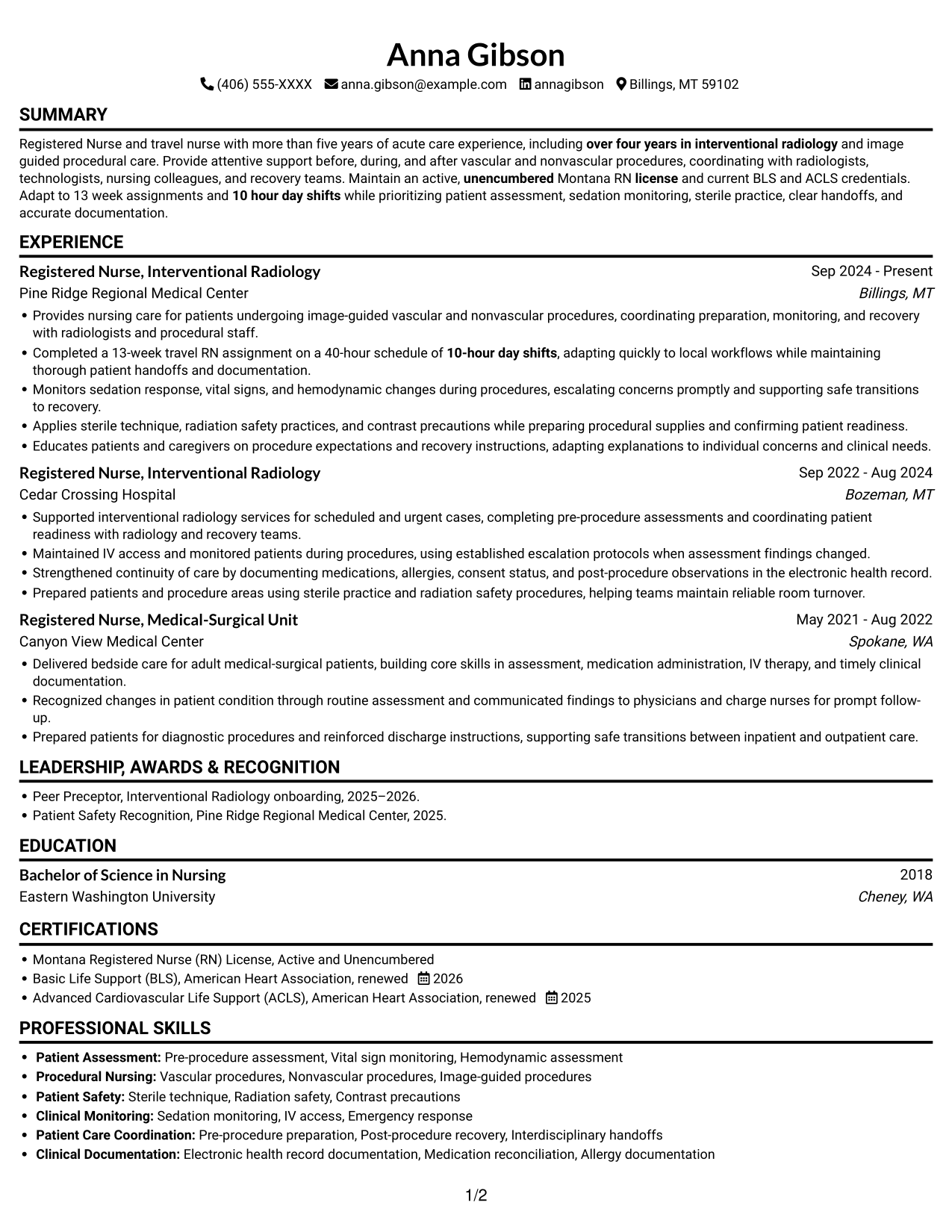 Resume example — page 1