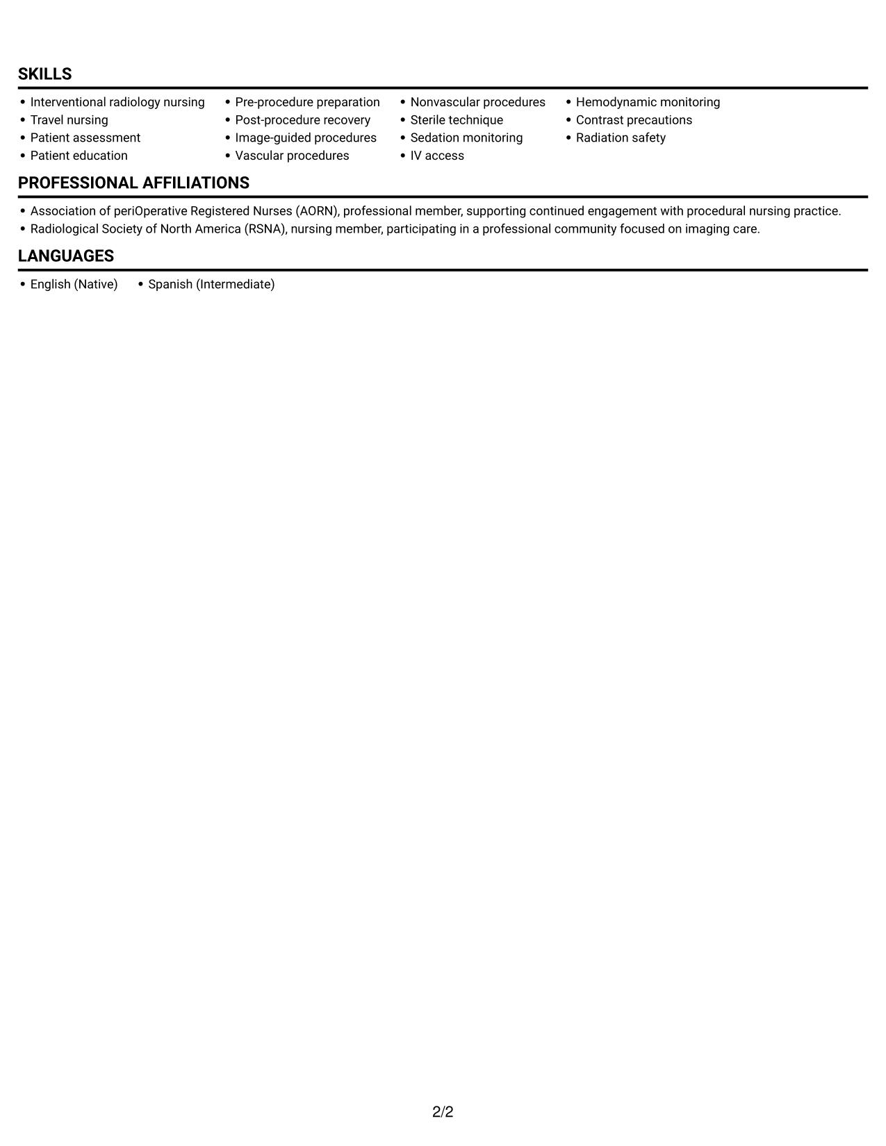 Resume example — page 2