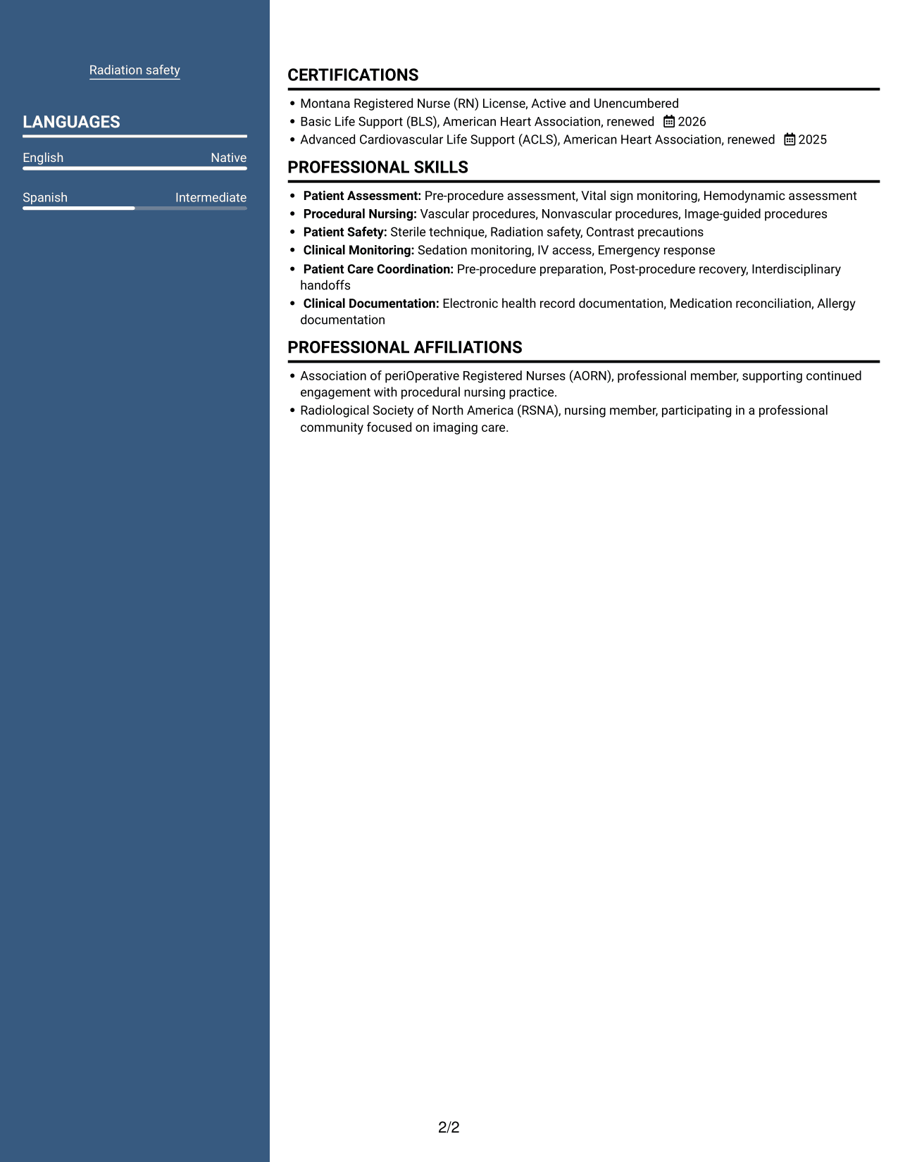 Resume example — page 2