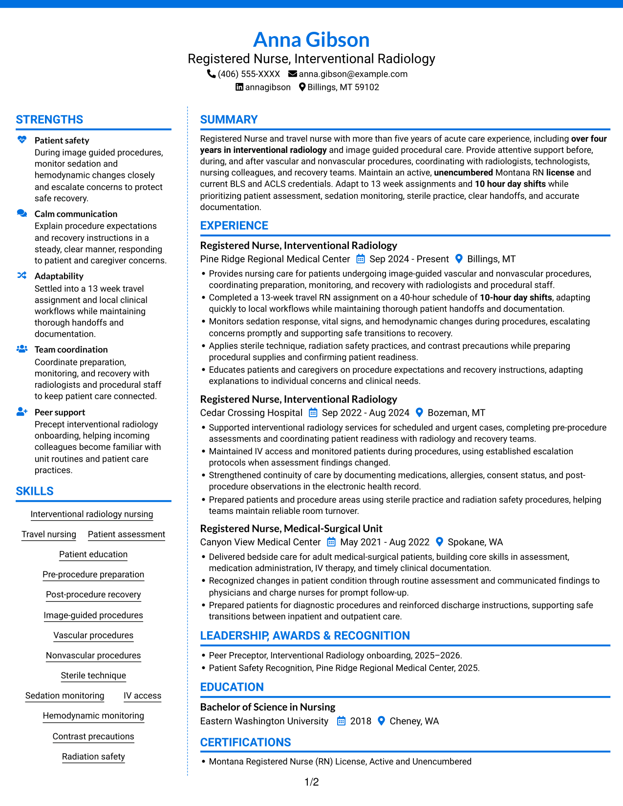 Resume example — page 1