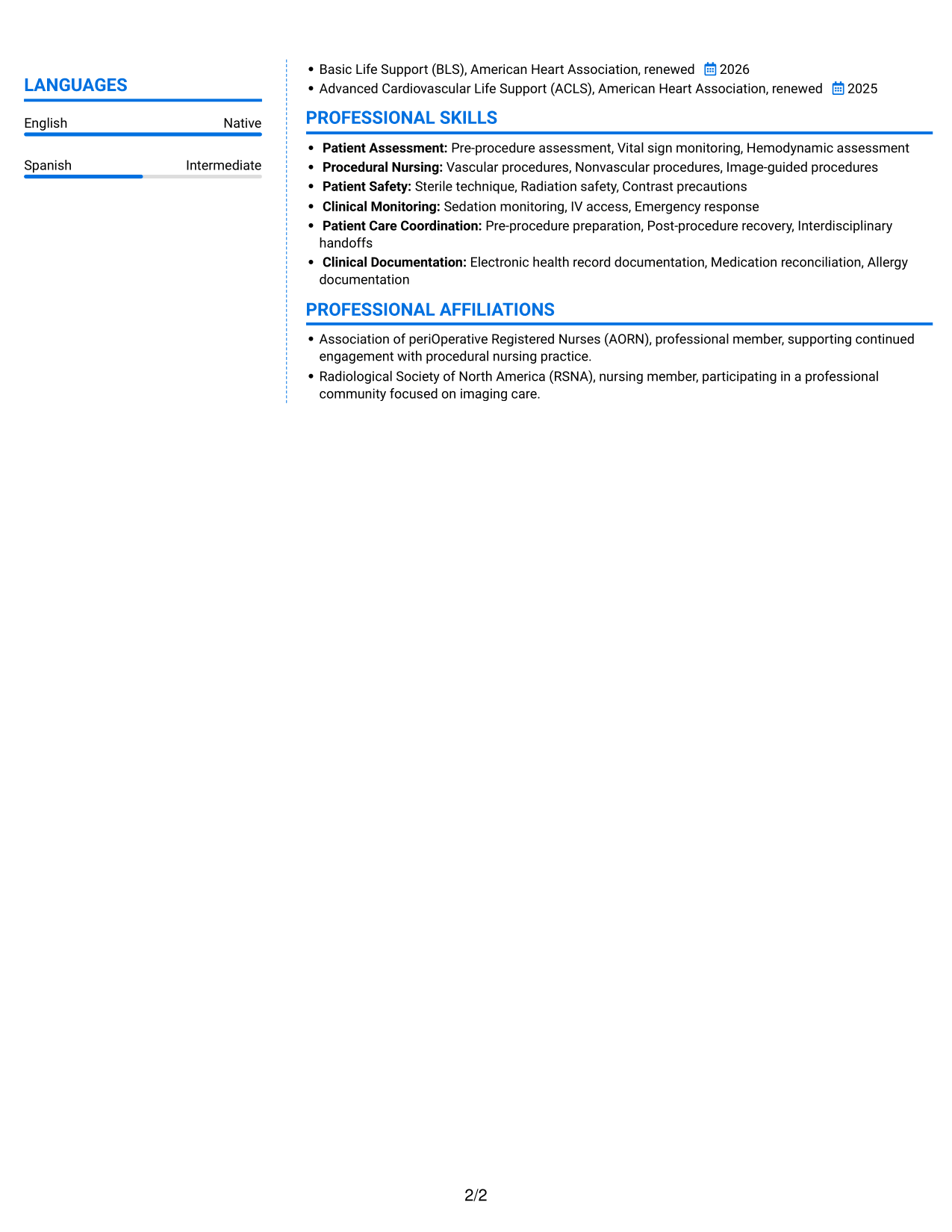 Resume example — page 2
