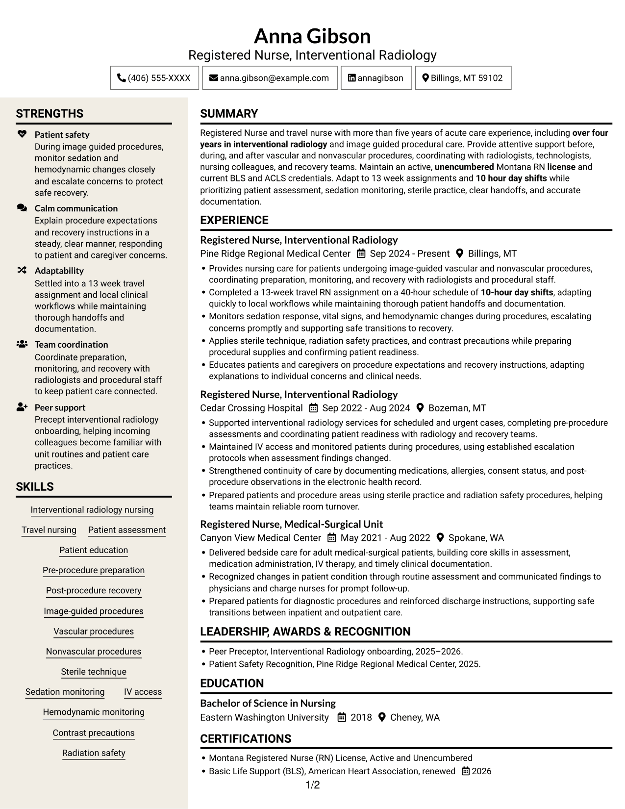 Resume example — page 1