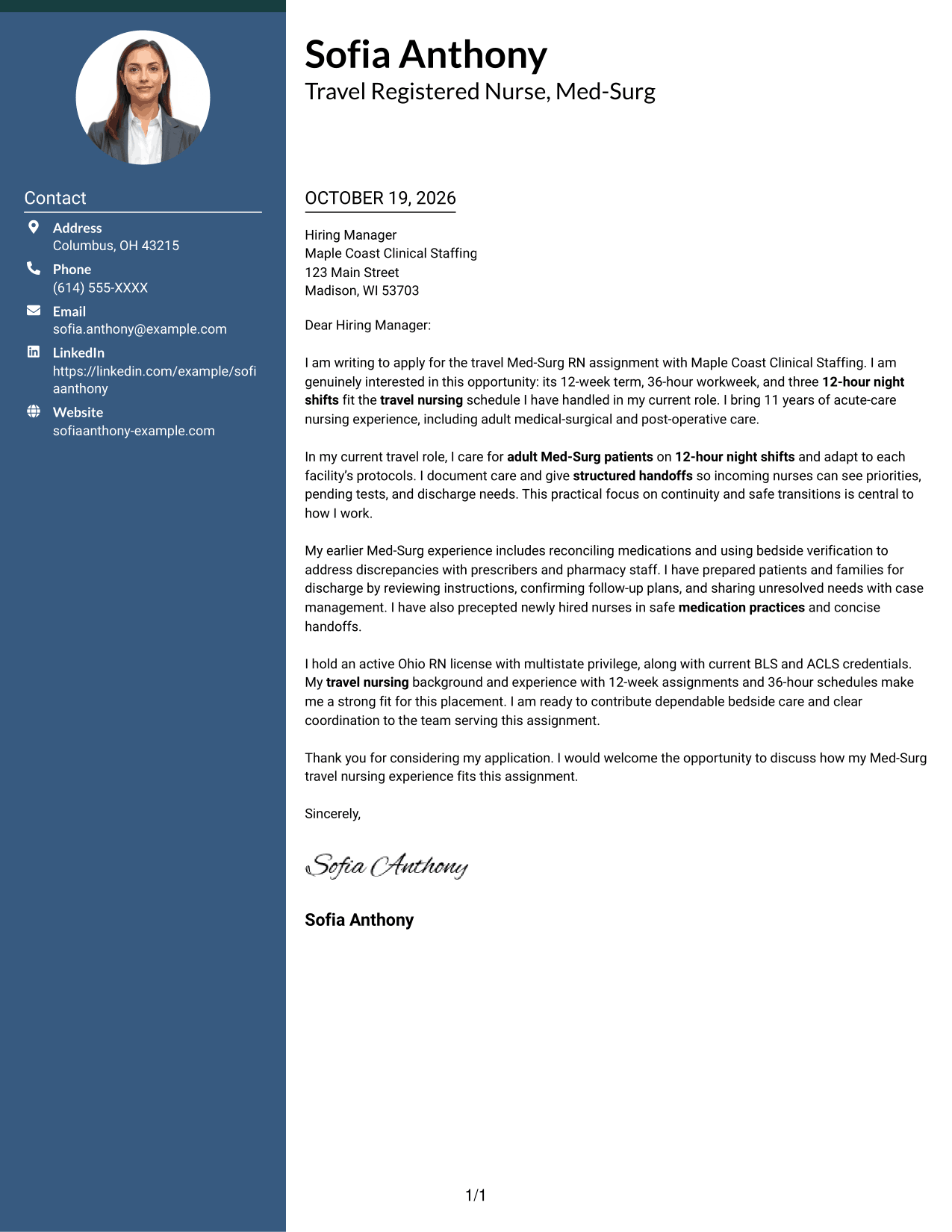Cover letter example — page 1