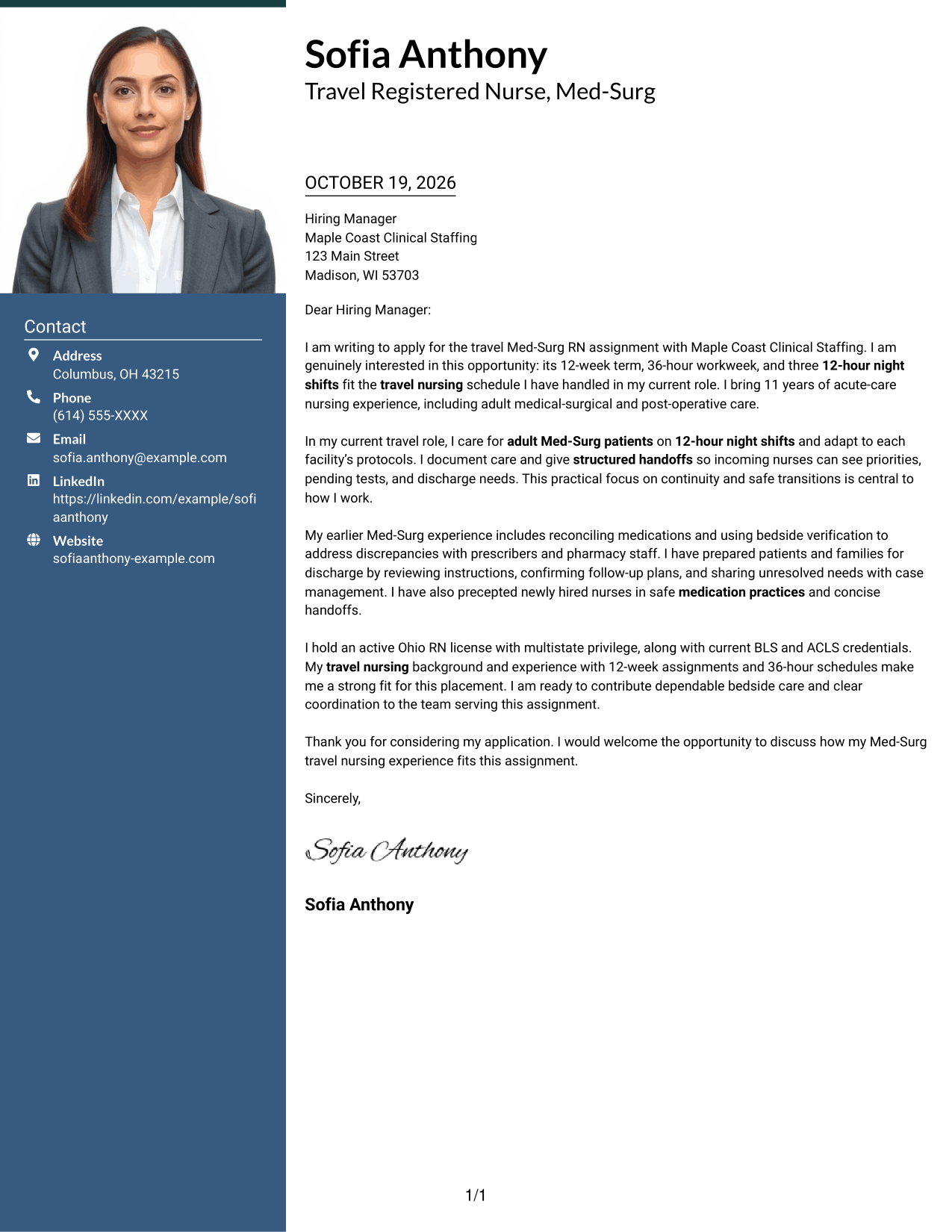 Cover letter example — page 1