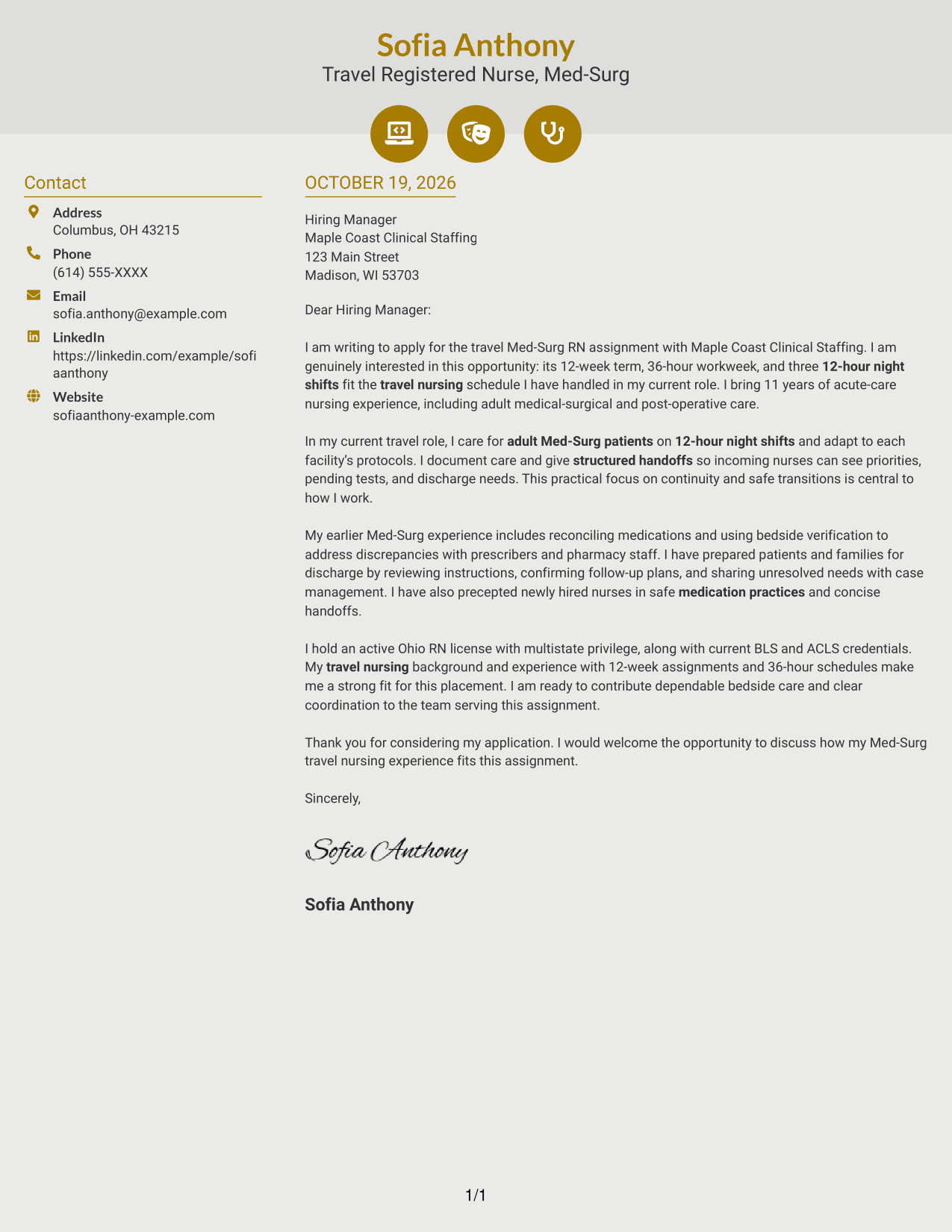 Cover letter example — page 1