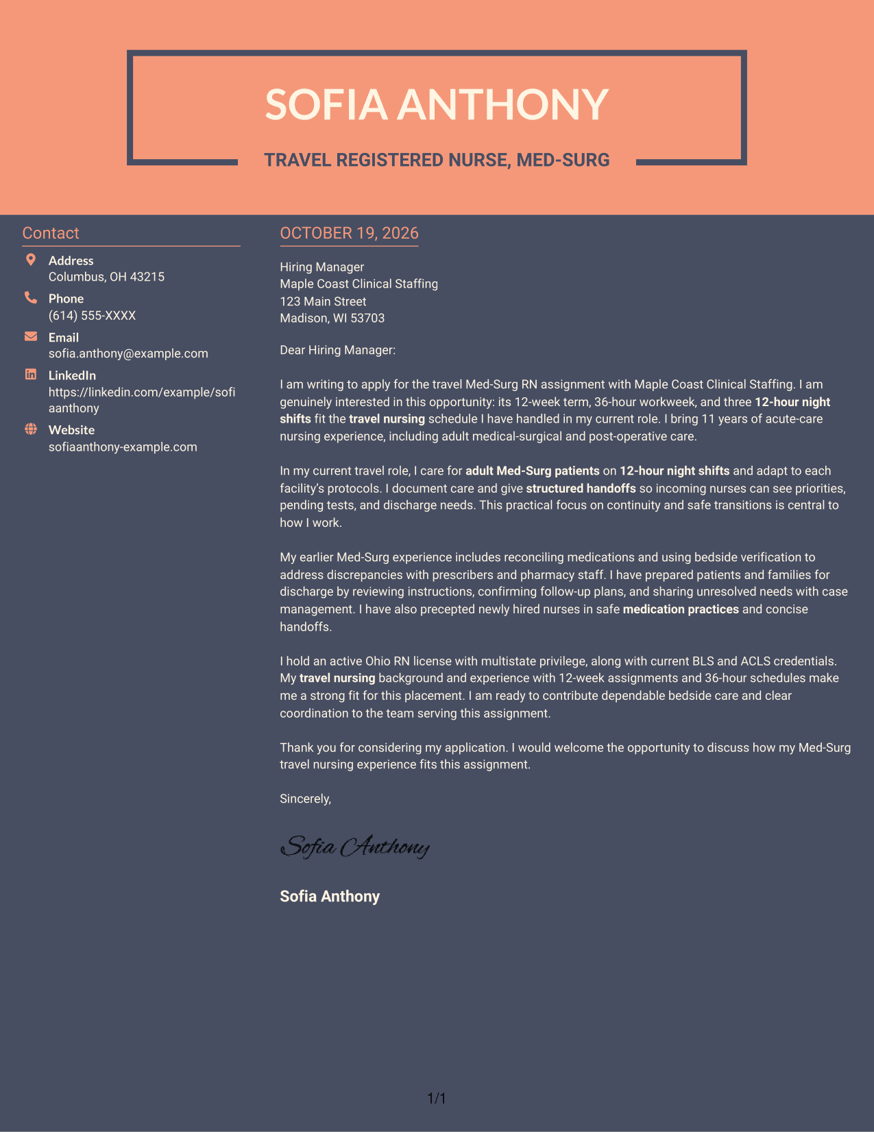 Cover letter example — page 1