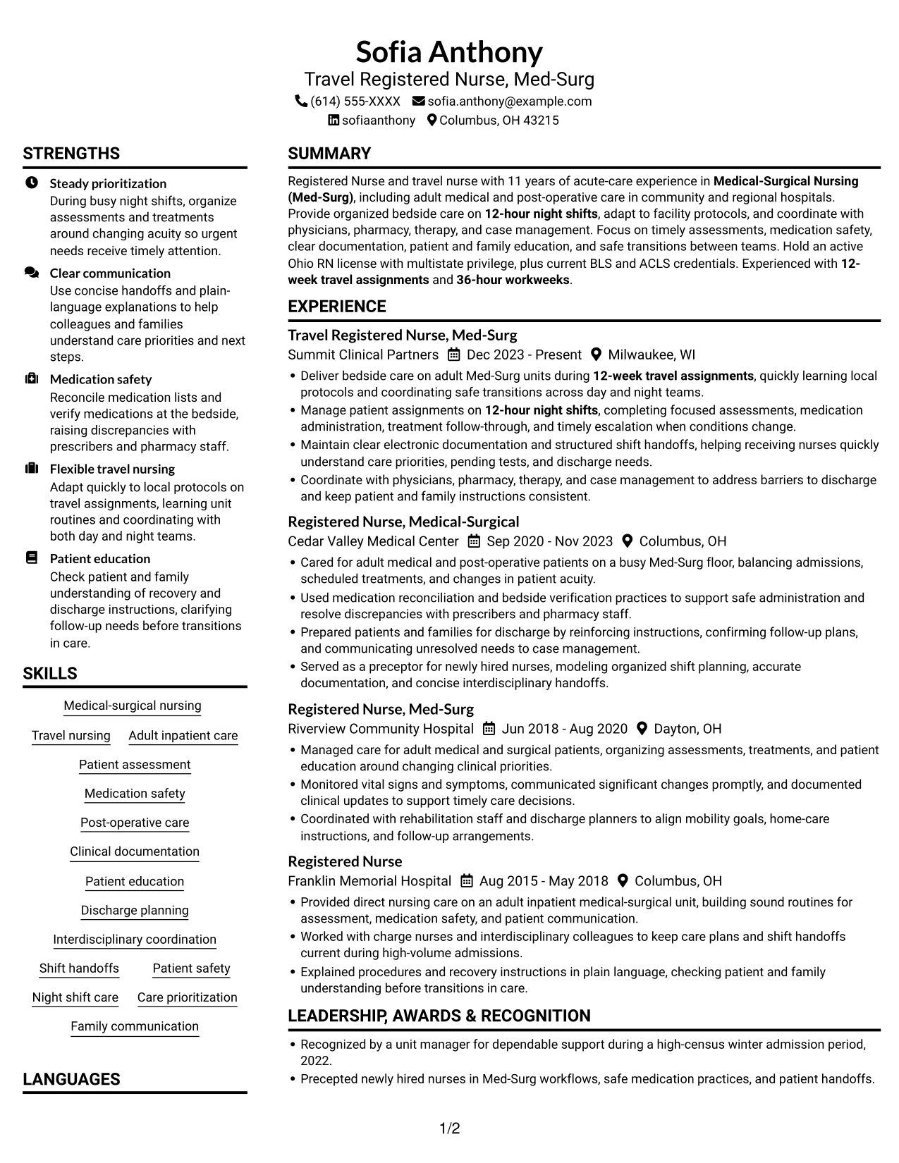 Resume example — page 1