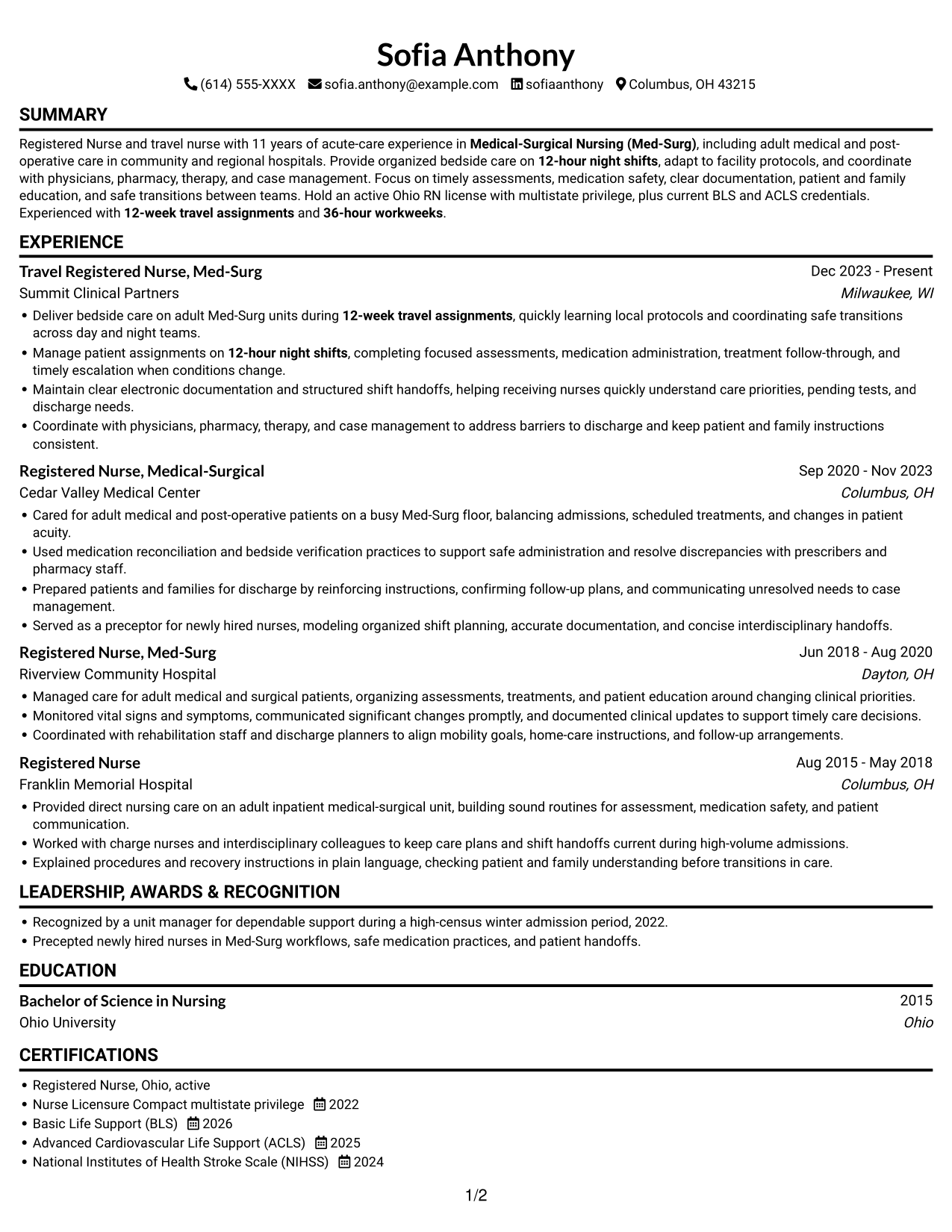 Resume example — page 1