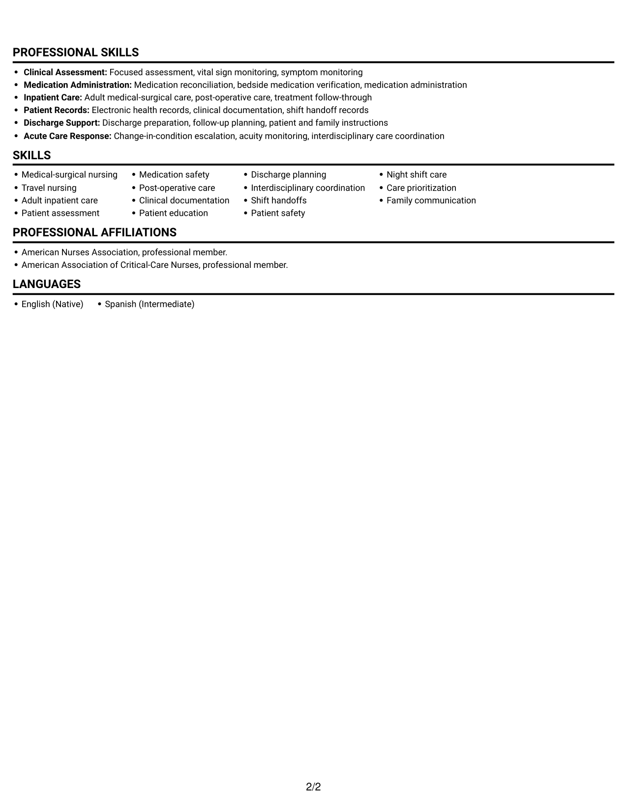 Resume example — page 2