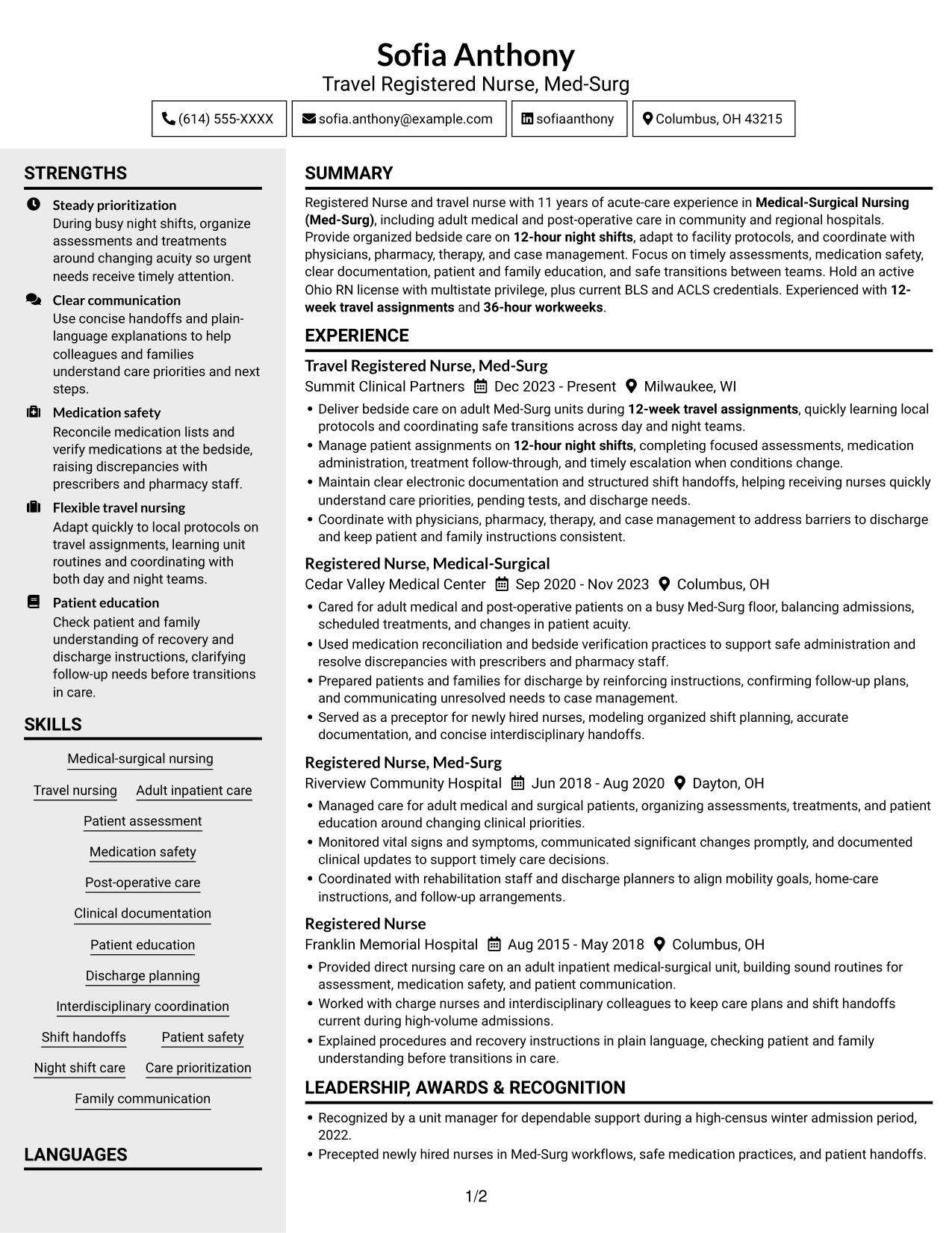 Resume example — page 1