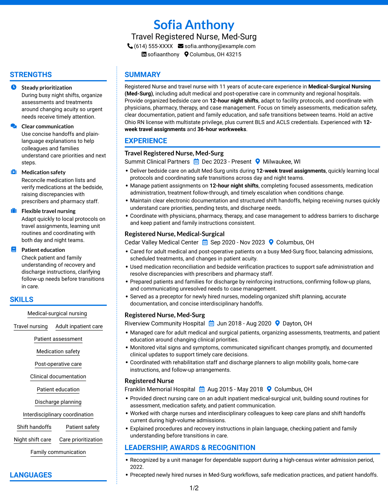 Resume example — page 1