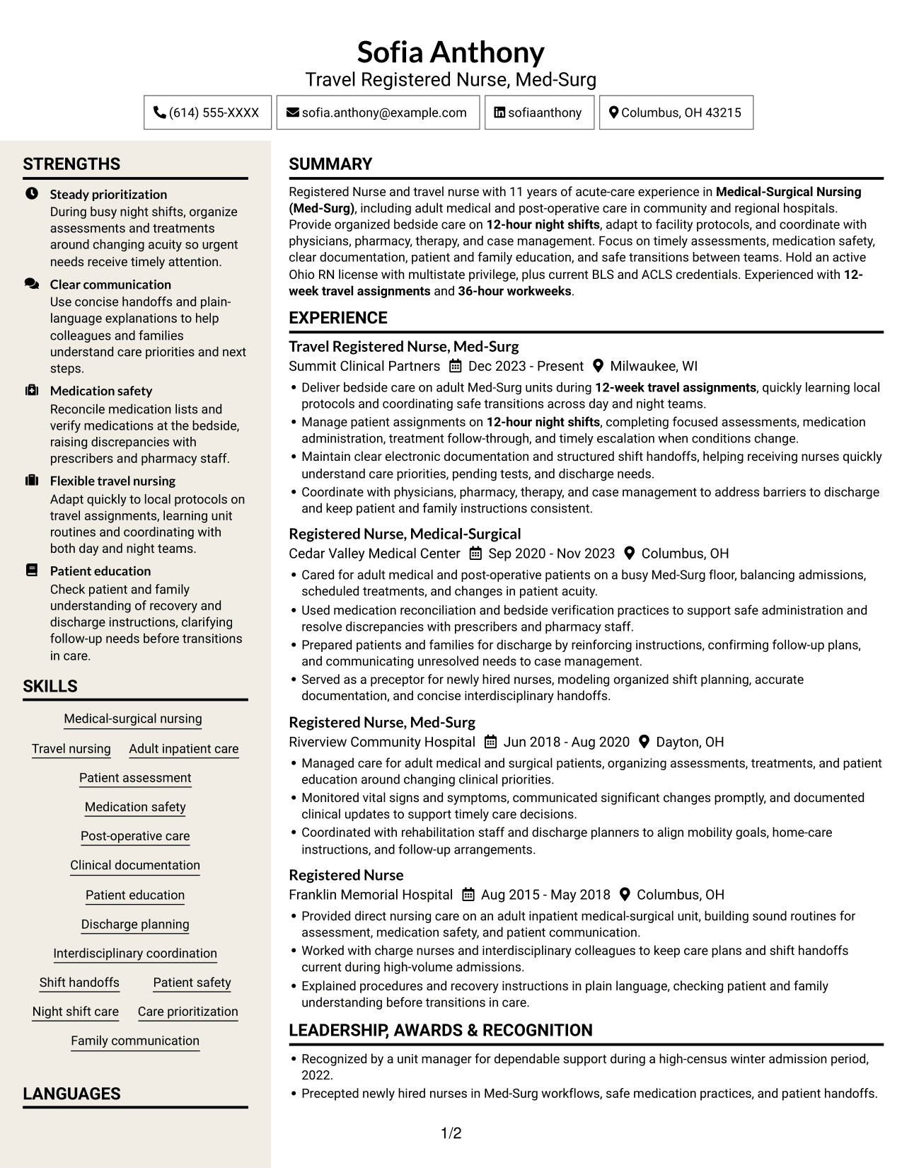 Resume example — page 1