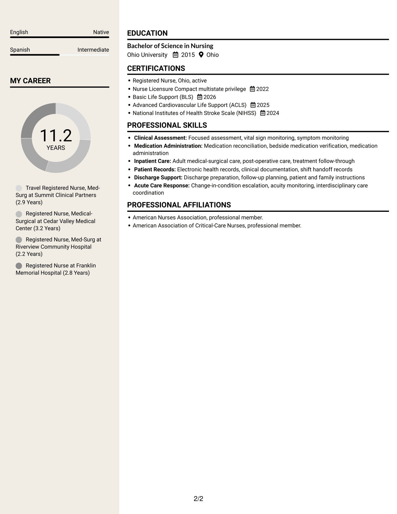 Resume example — page 2