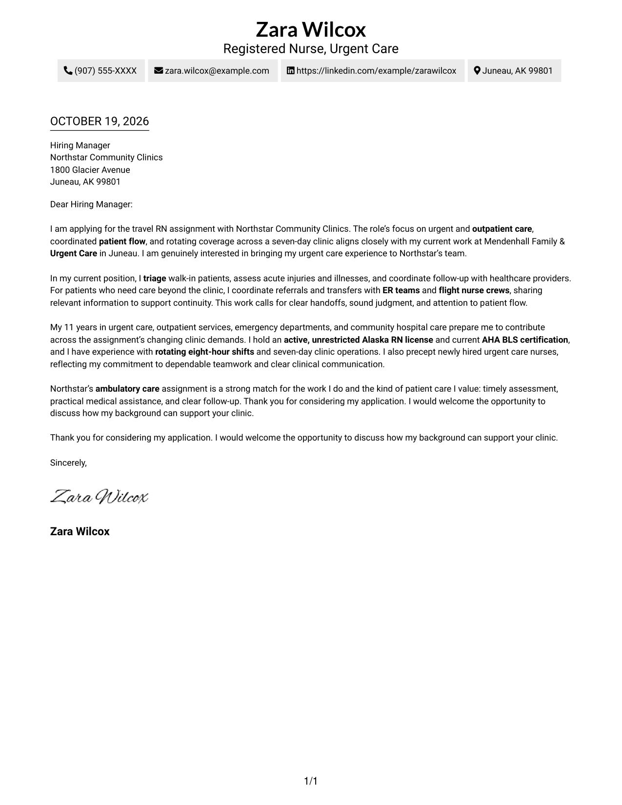 Cover letter example — page 1