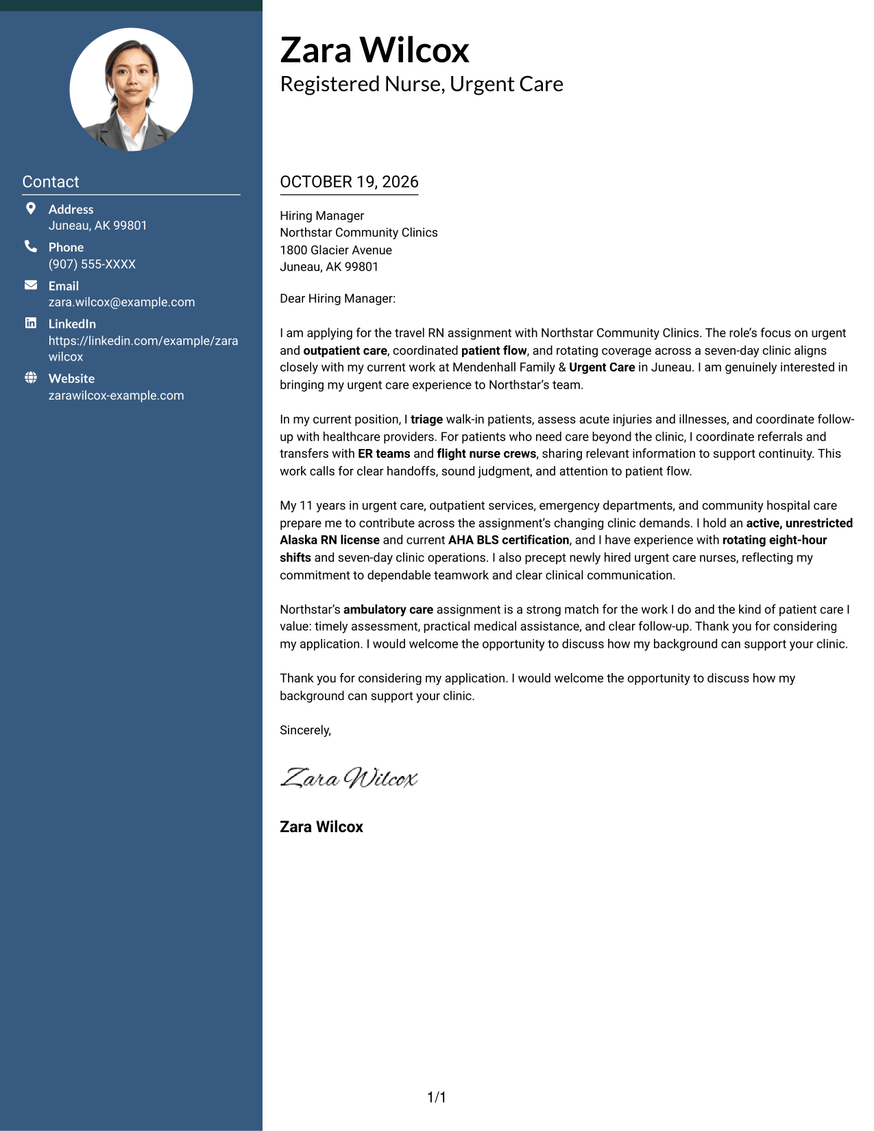 Cover letter example — page 1