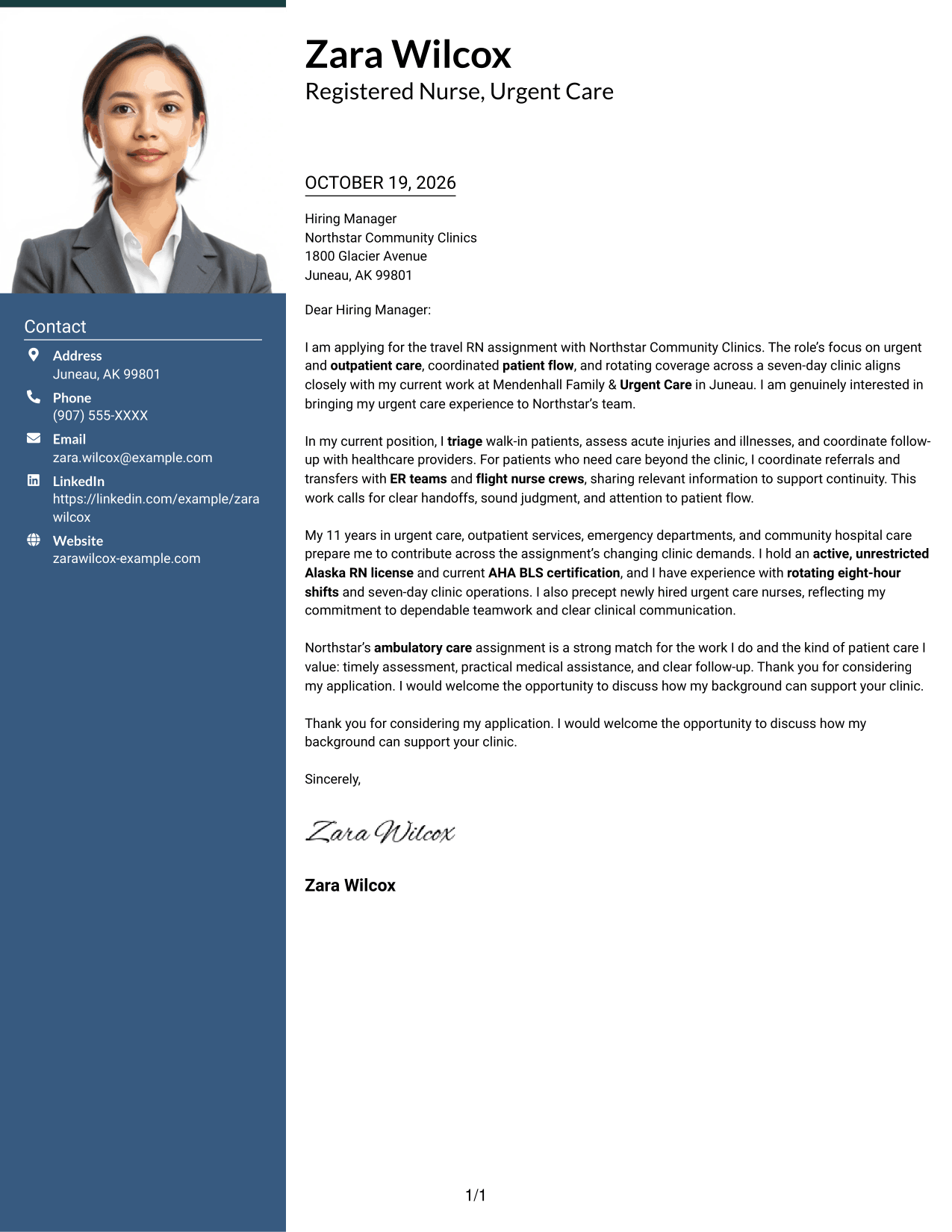 Cover letter example — page 1