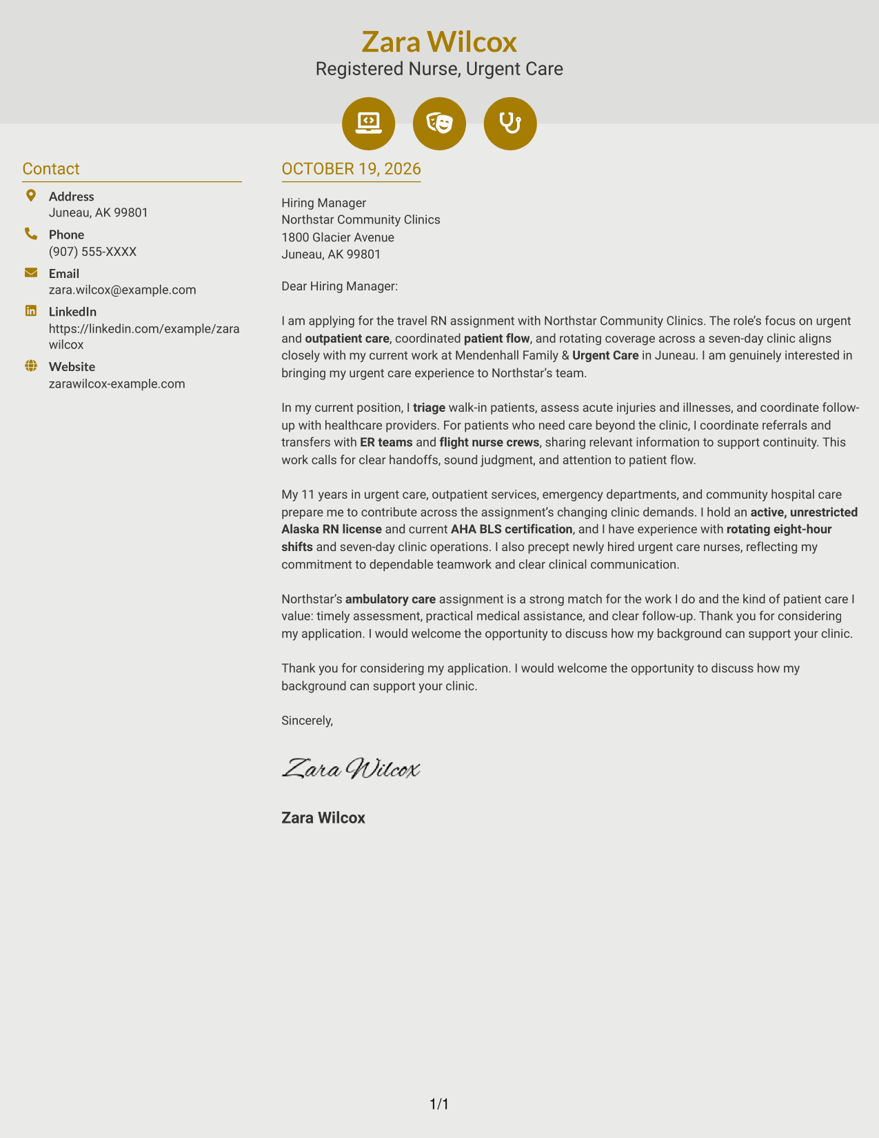 Cover letter example — page 1