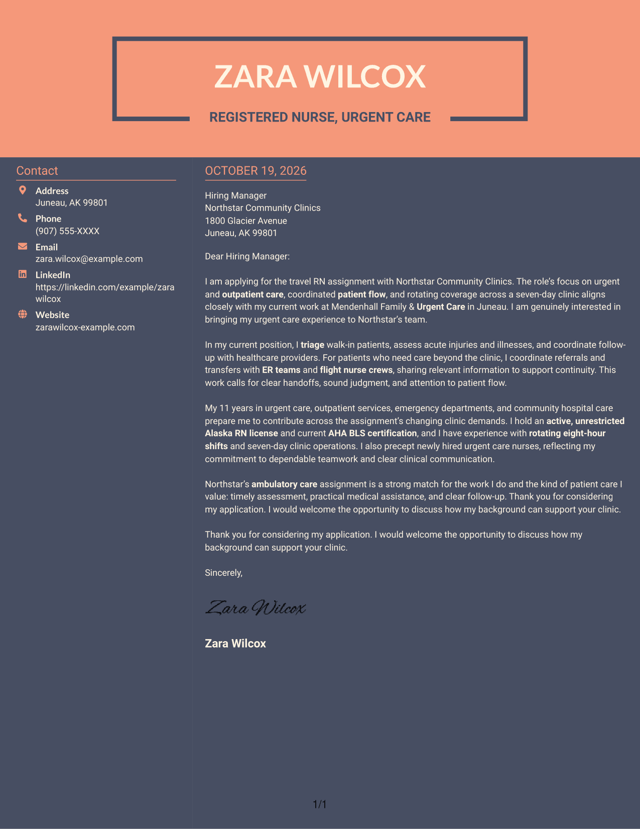 Cover letter example — page 1