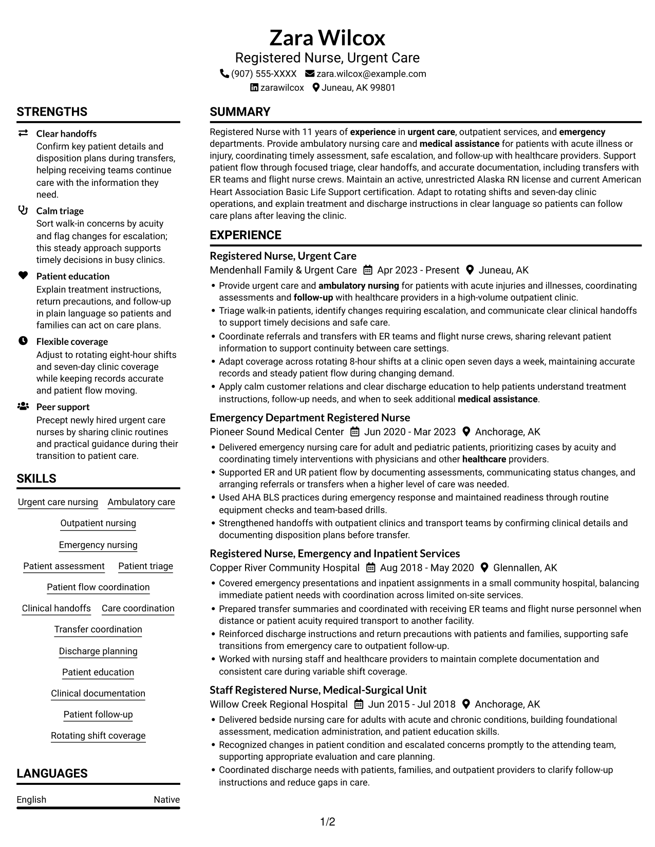 Resume example — page 1