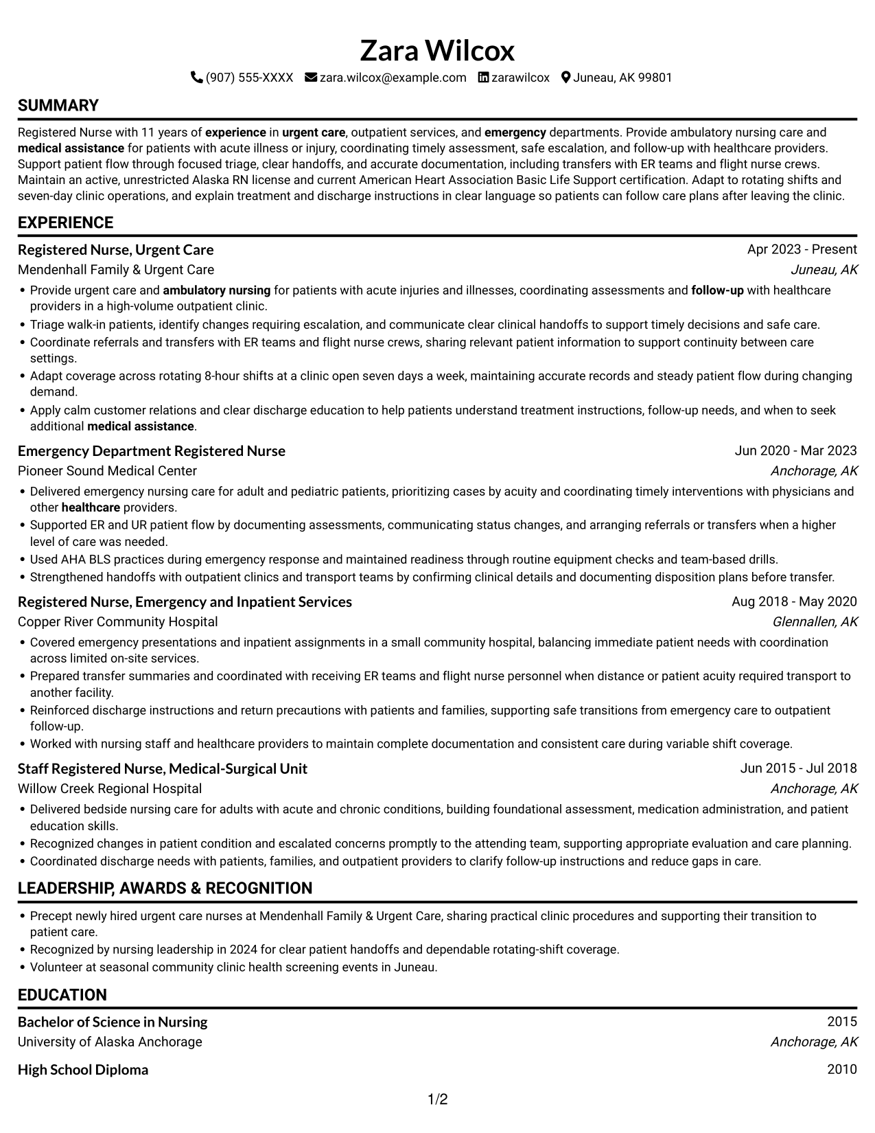 Resume example — page 1