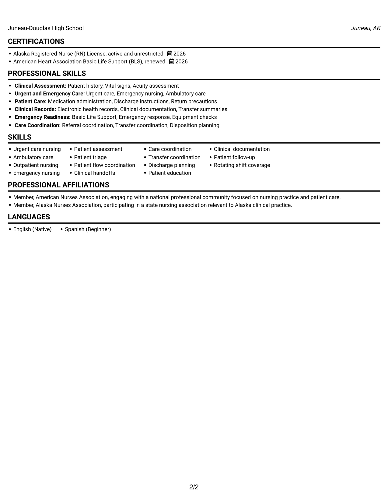 Resume example — page 2
