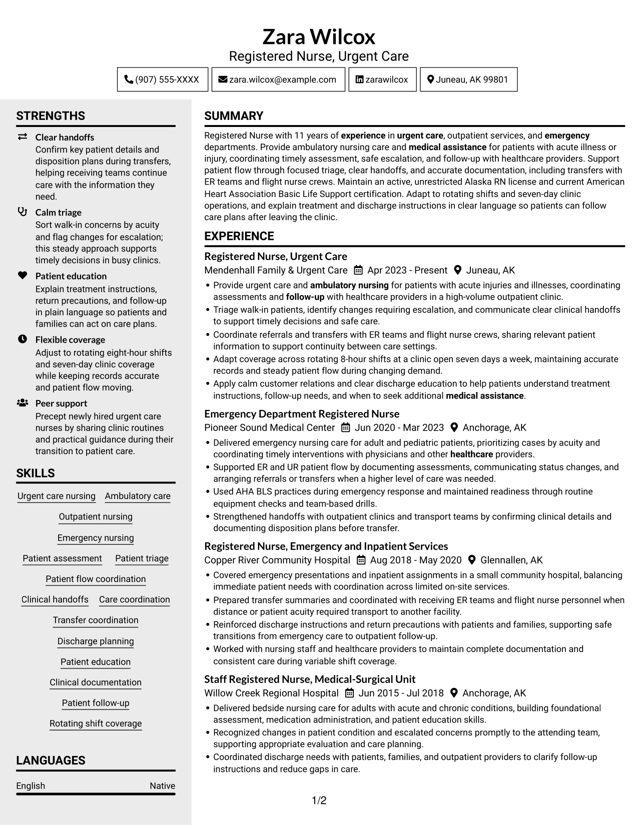Resume example — page 1