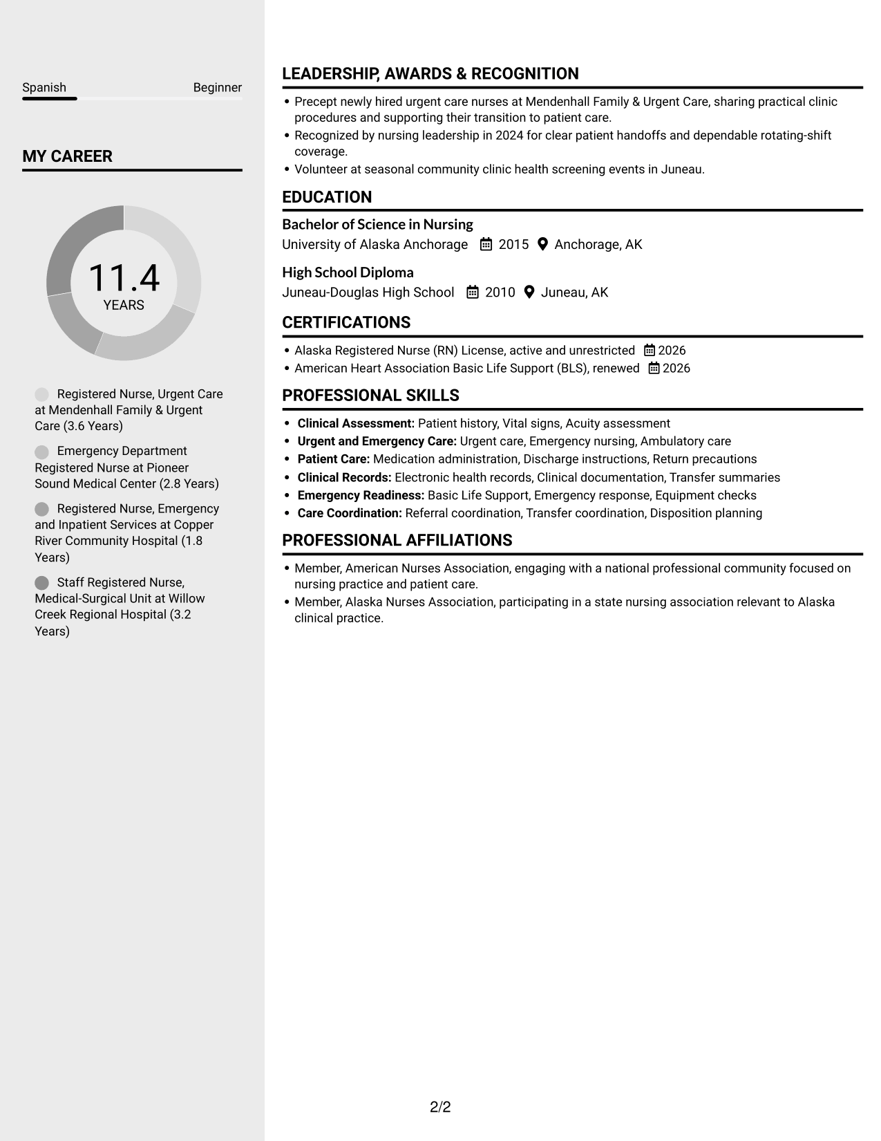Resume example — page 2