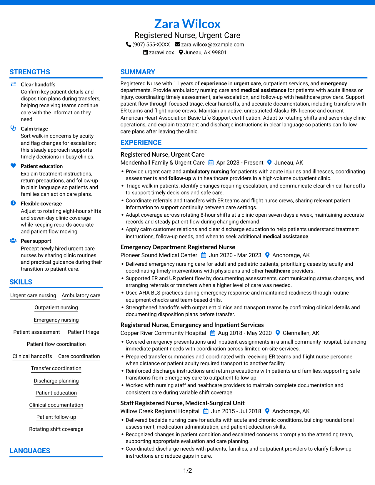 Resume example — page 1