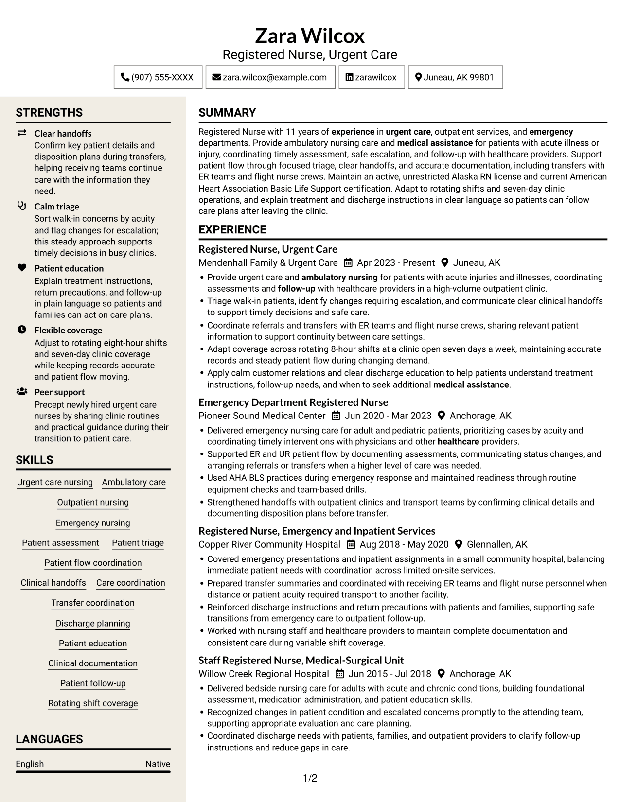 Resume example — page 1