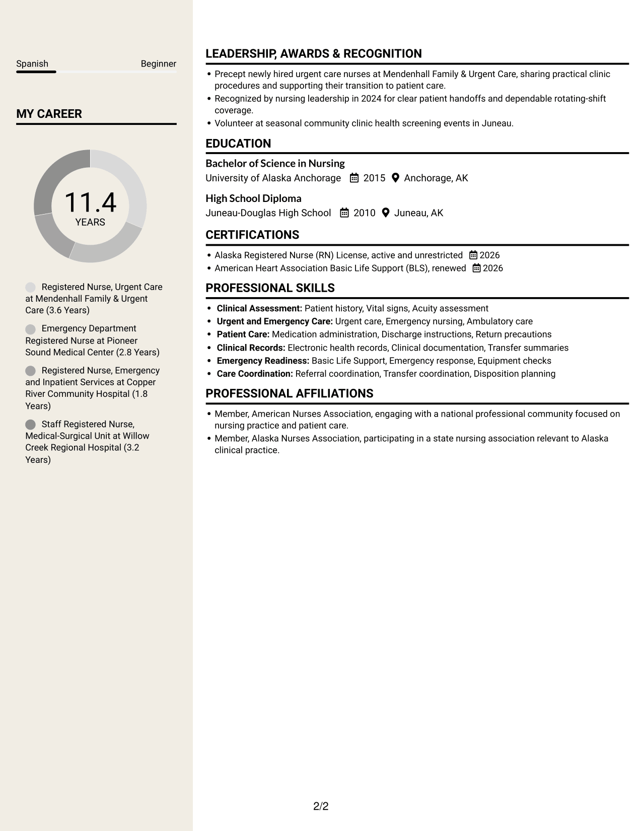 Resume example — page 2