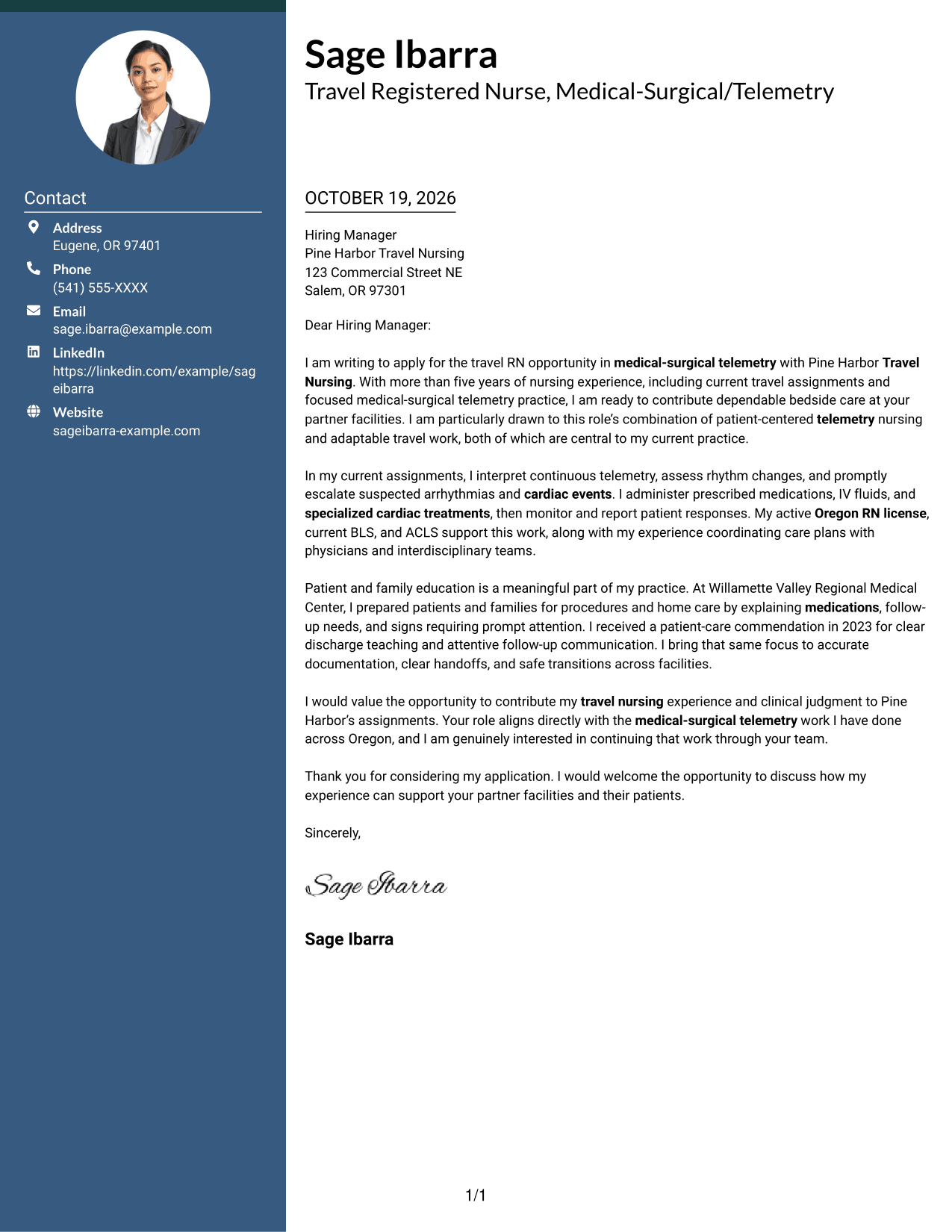 Cover letter example — page 1