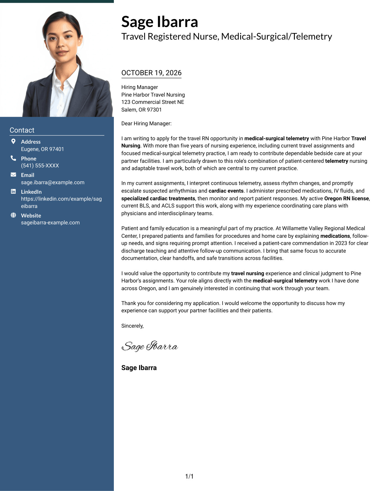 Cover letter example — page 1