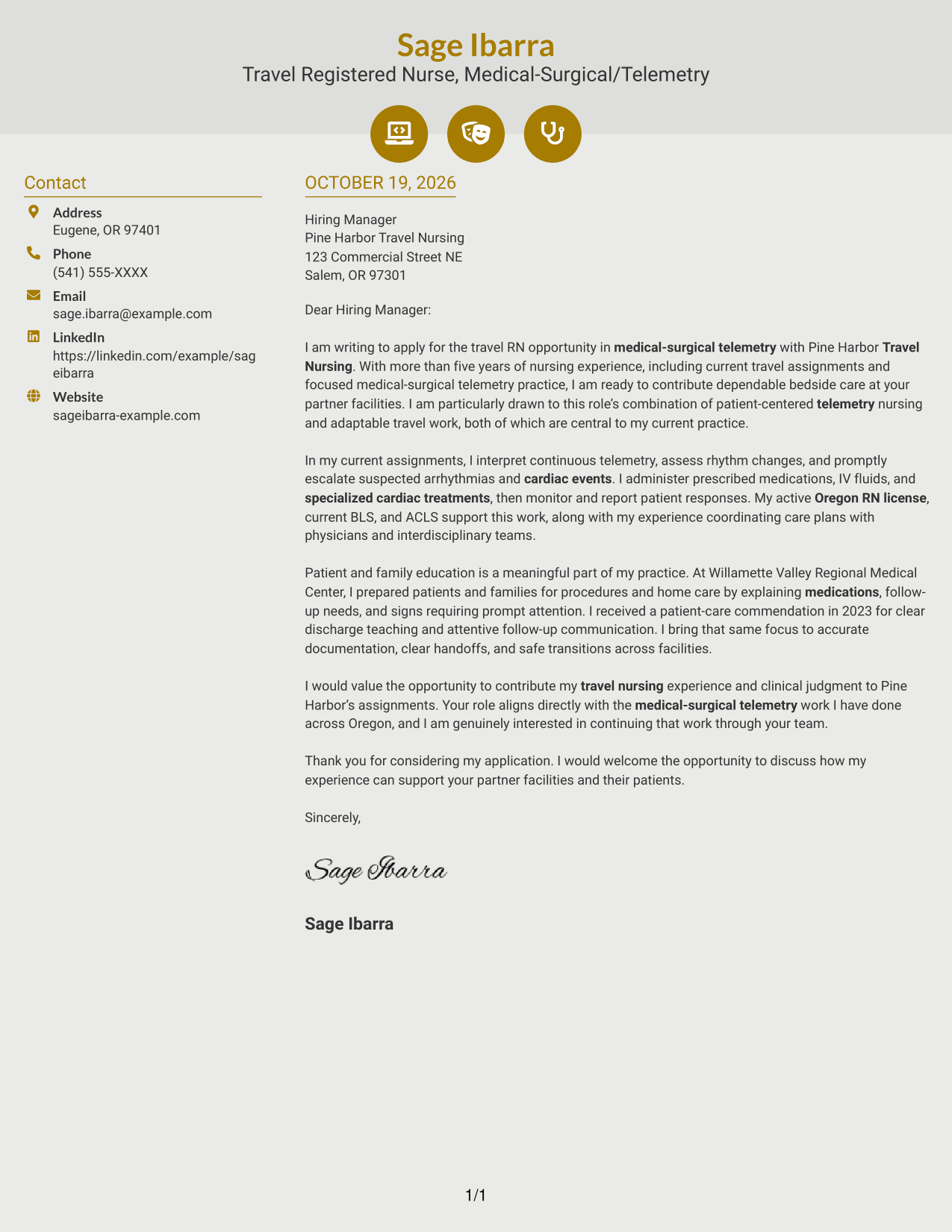 Cover letter example — page 1
