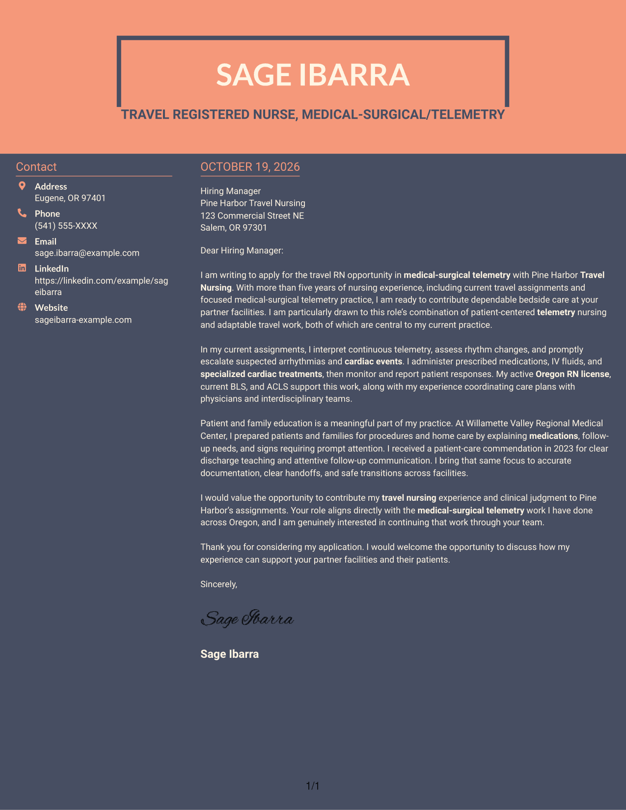 Cover letter example — page 1
