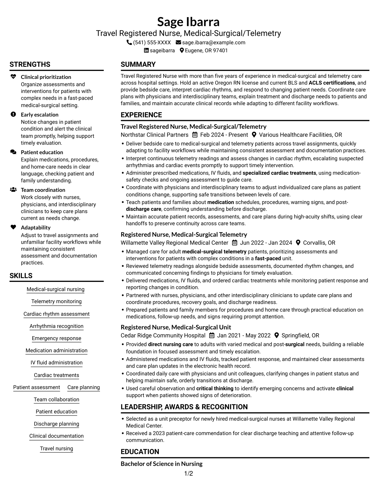 Resume example — page 1