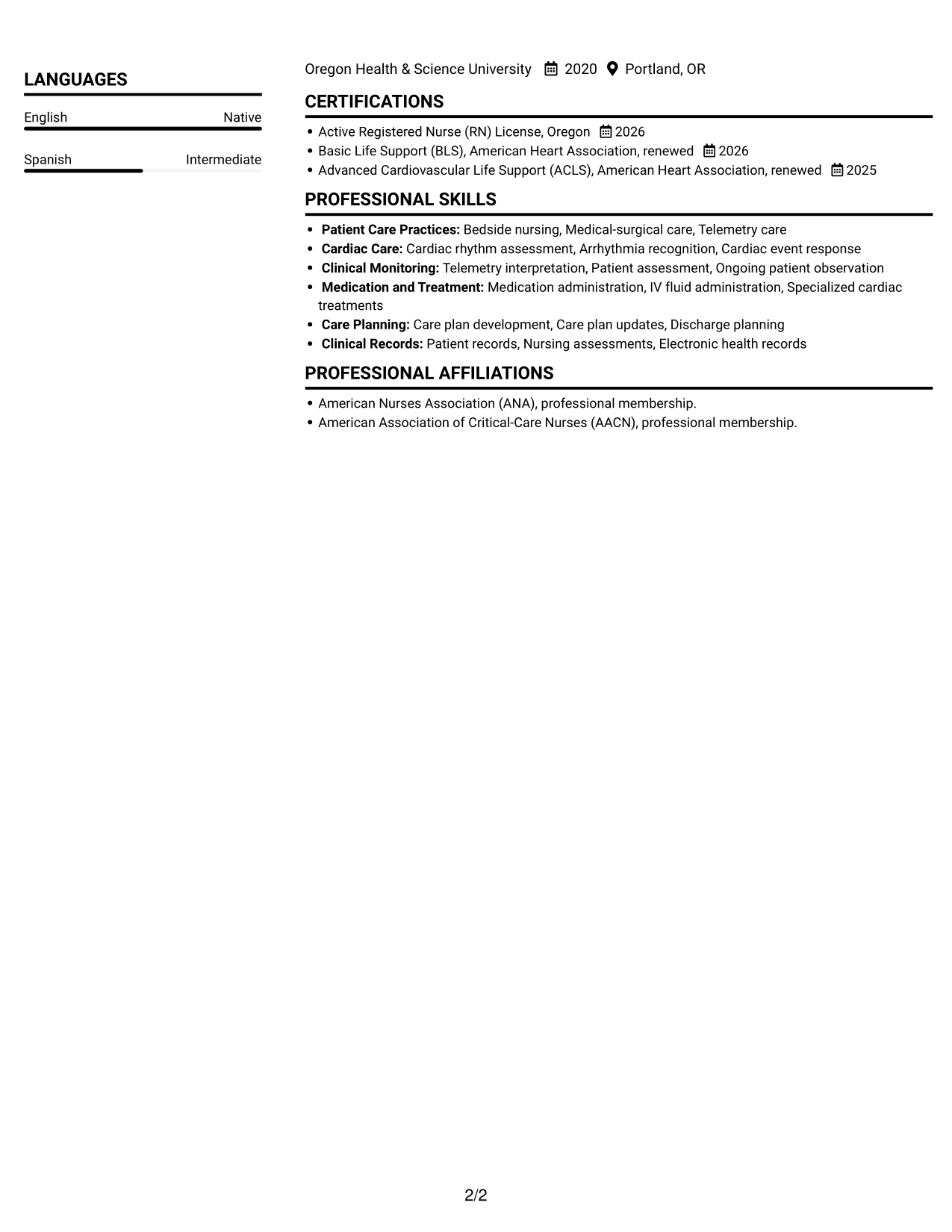 Resume example — page 2