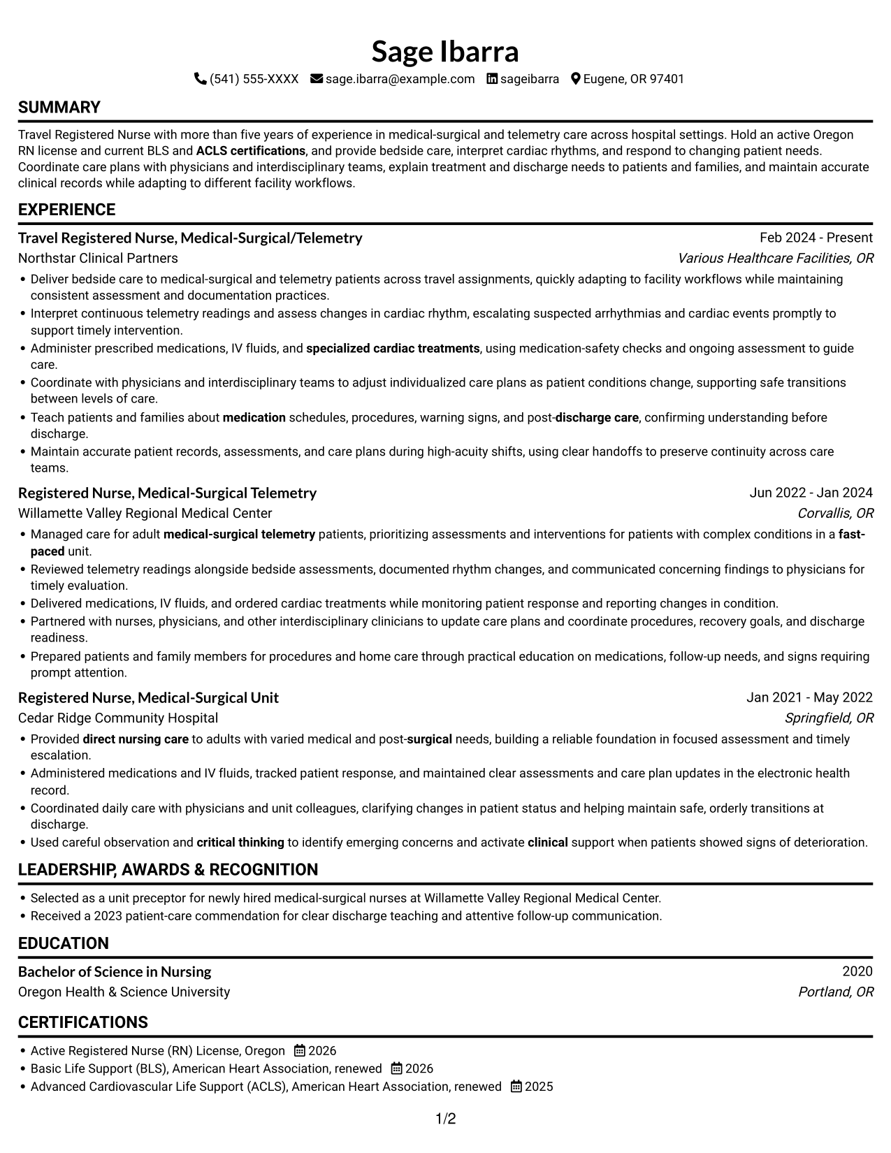 Resume example — page 1