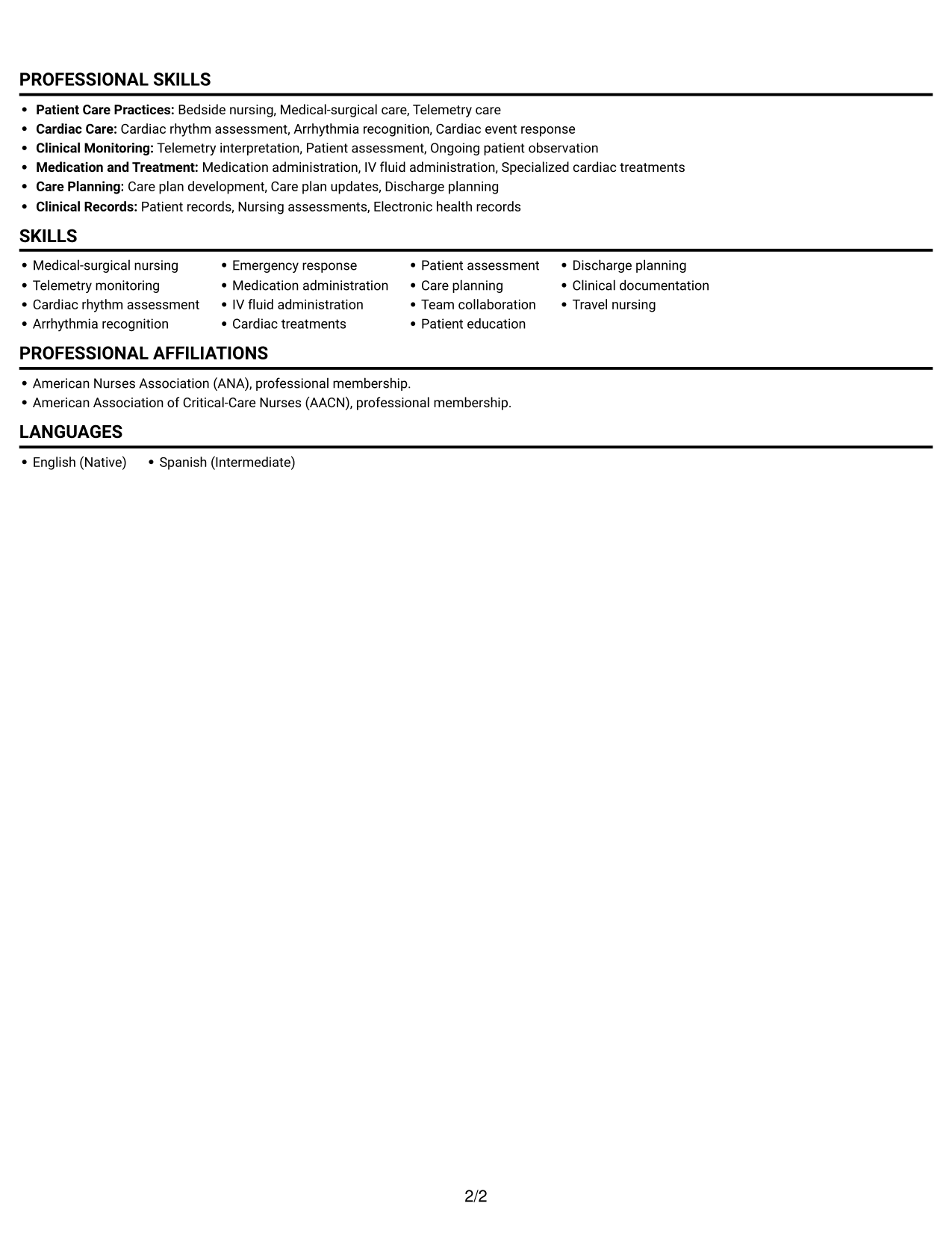 Resume example — page 2