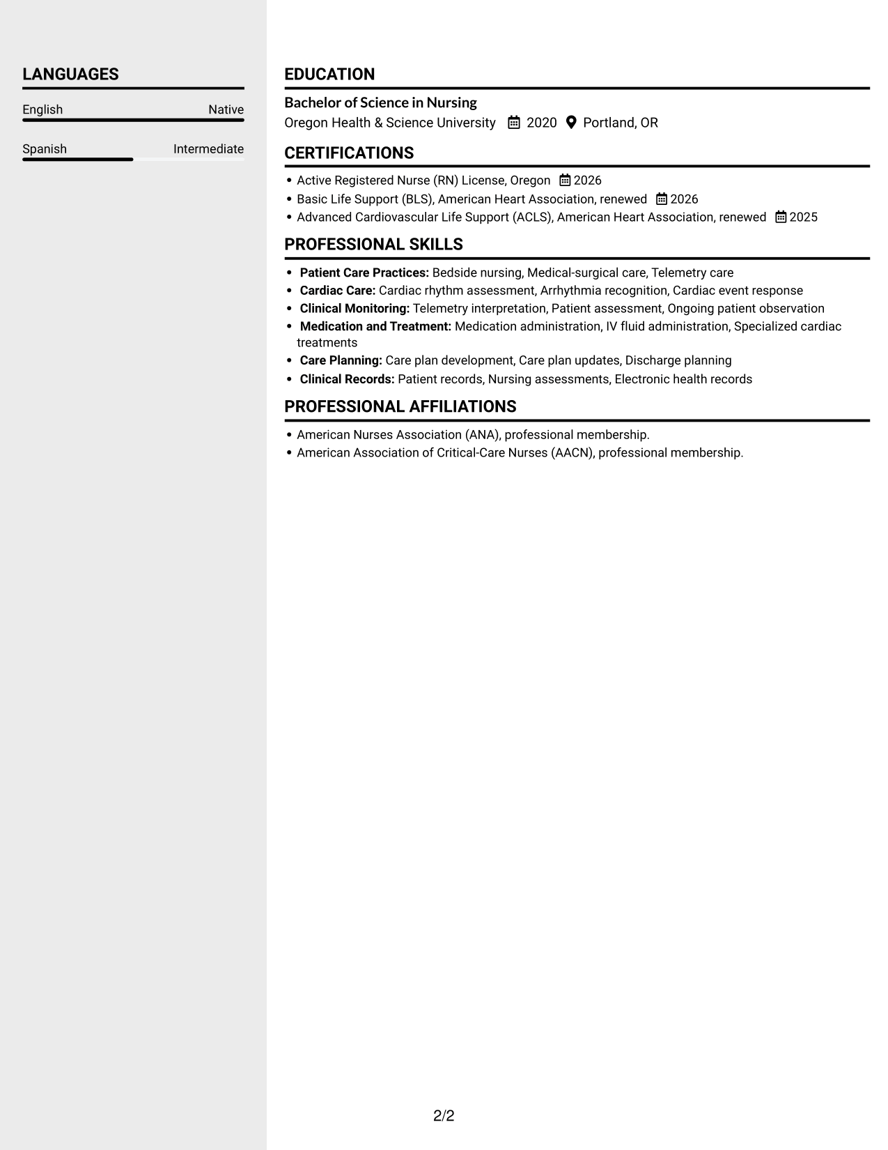 Resume example — page 2