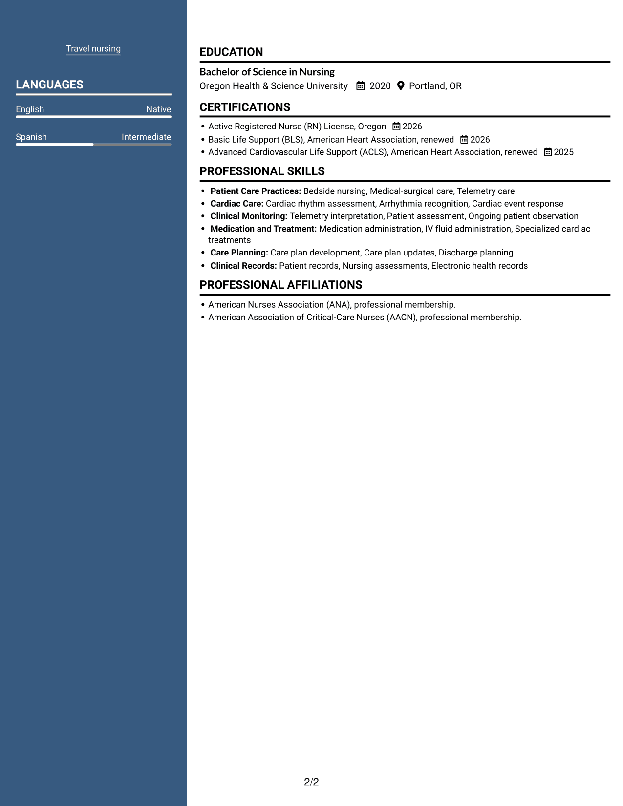 Resume example — page 2